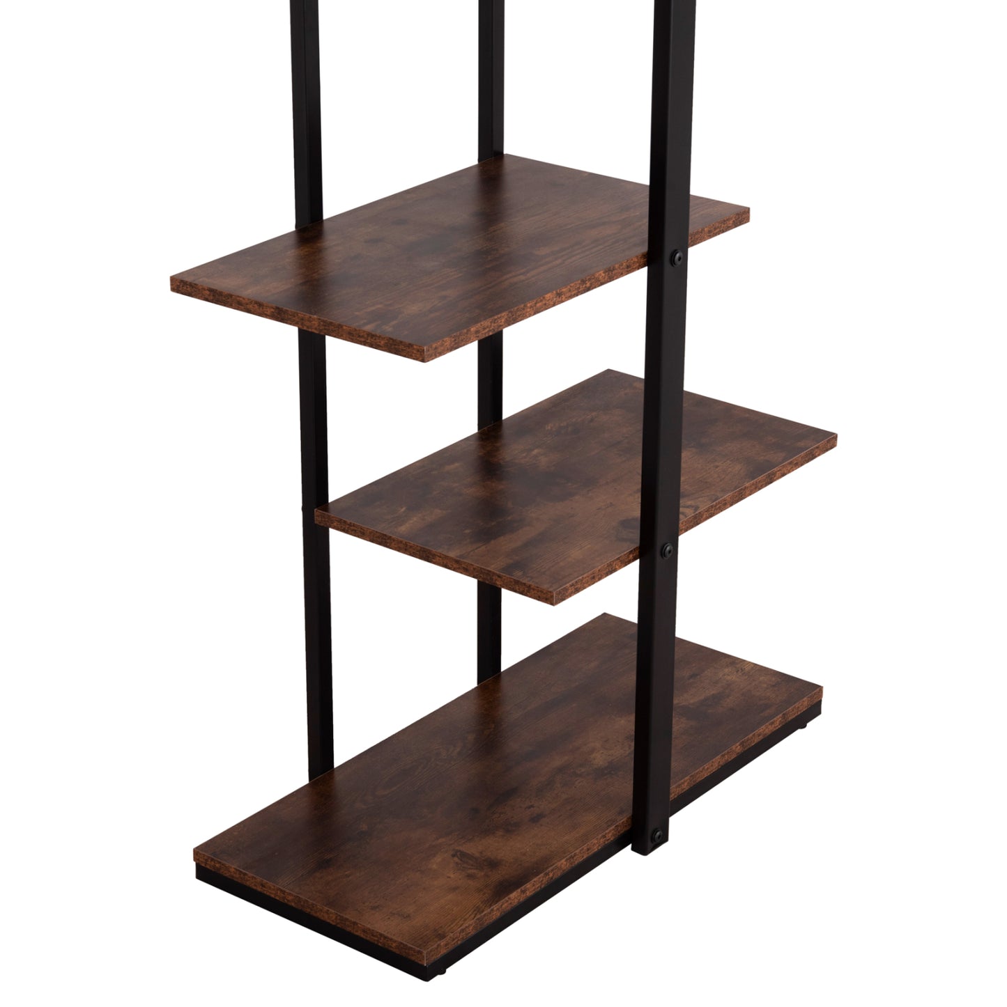 Rack Omni Hm18074.04 Black Metal Frame-melamine In Walnut 68x34.5x150.5hcm.