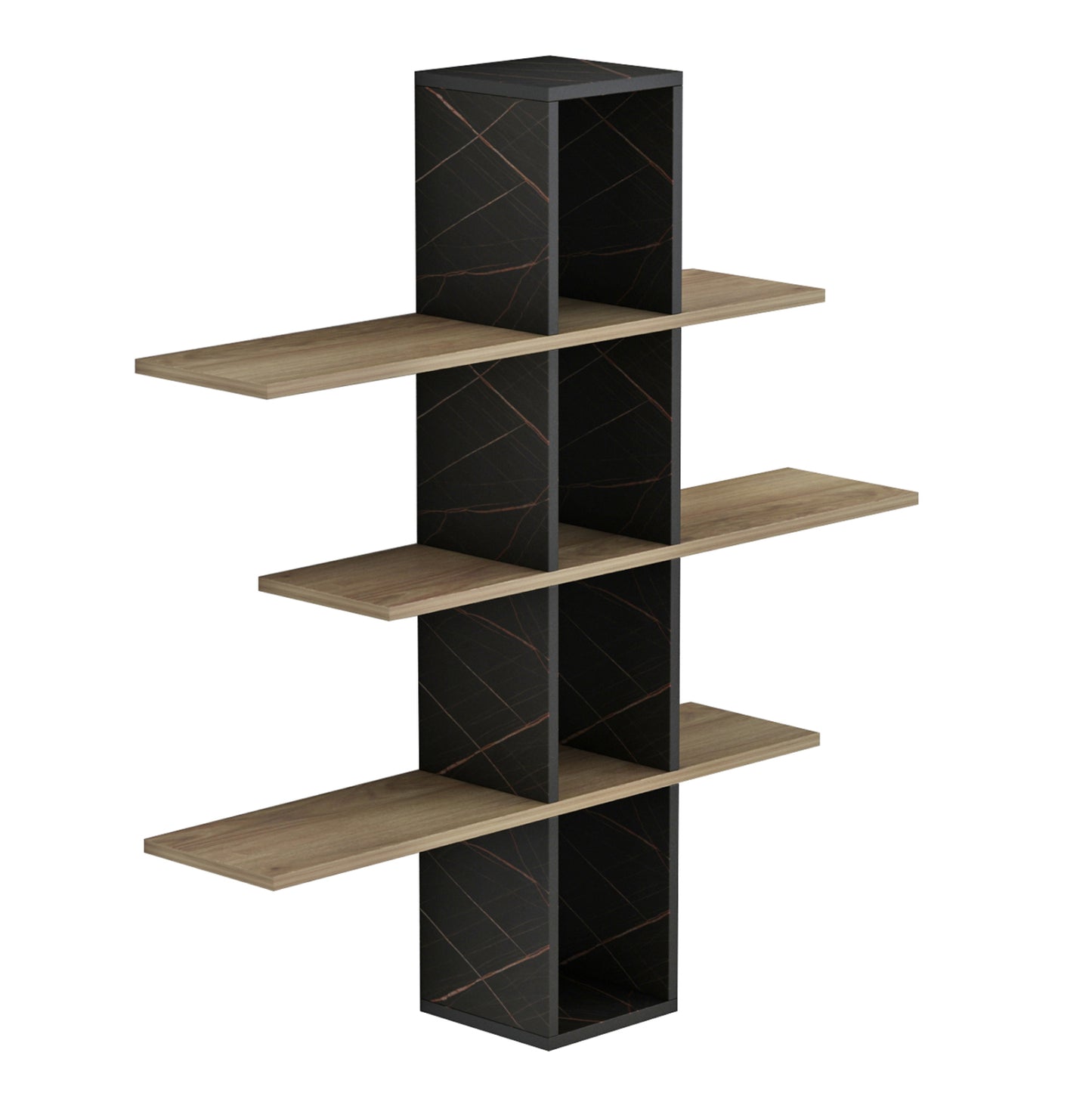 Wall Shelves Dominic Hm8976.13 Melamine In Natural-black Marble 96x19,5x101hcm.