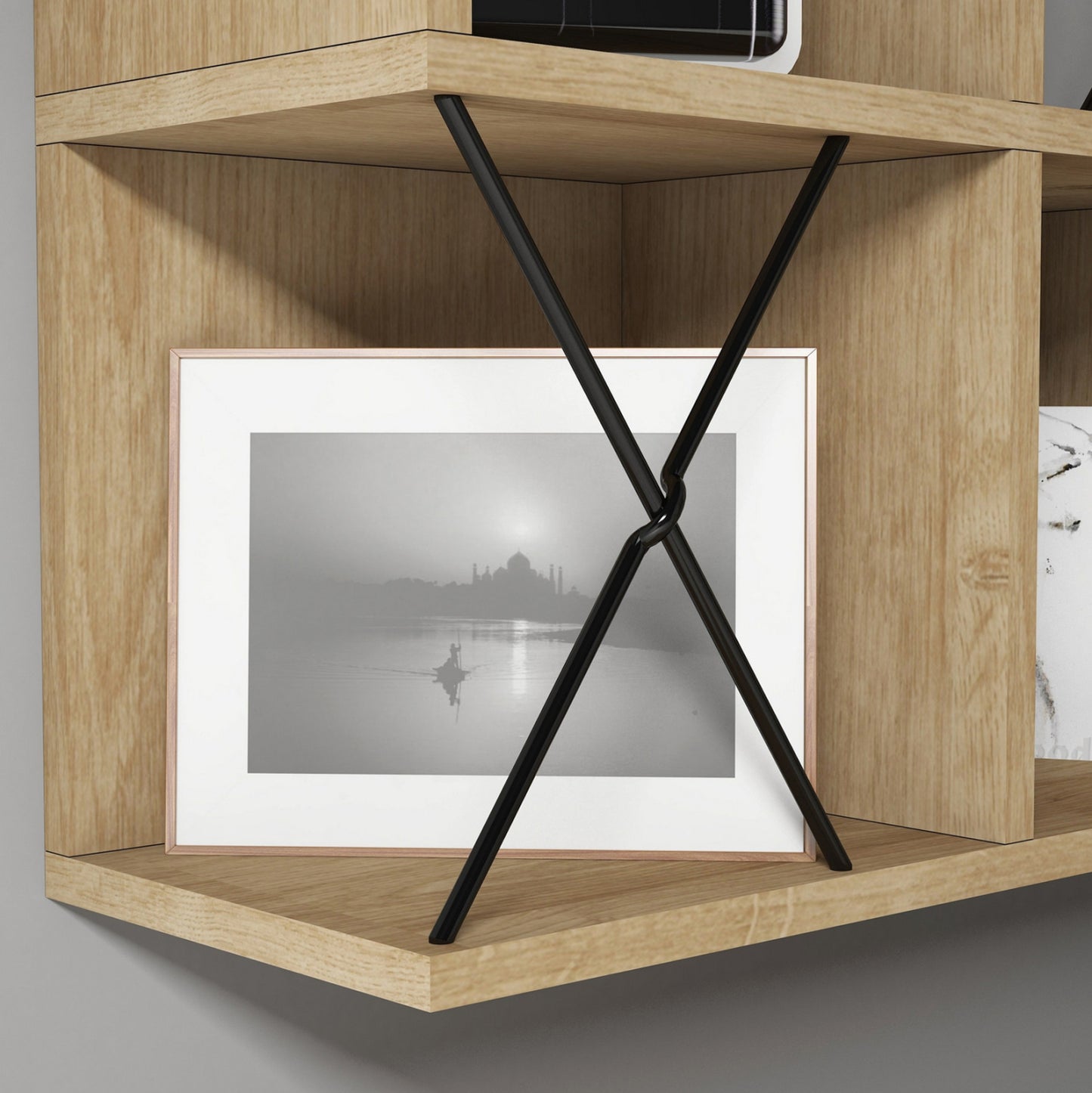 Wall Shelf Hm9520.01 Melamine In Natural Oak Color 60x24x60hcm.