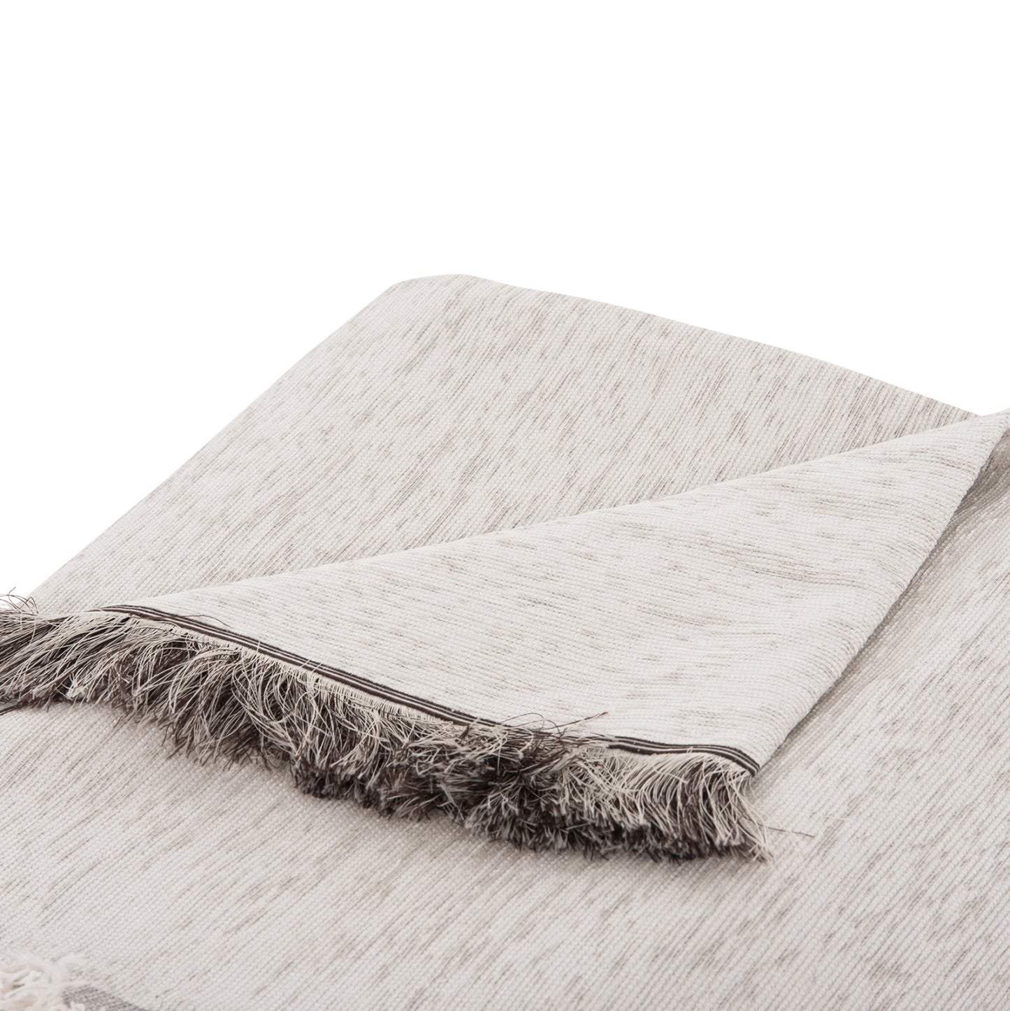 Sofa Cover-throw With Fringes Dreamtopia Hm12161.01 In Ecru Color 245x170cm.