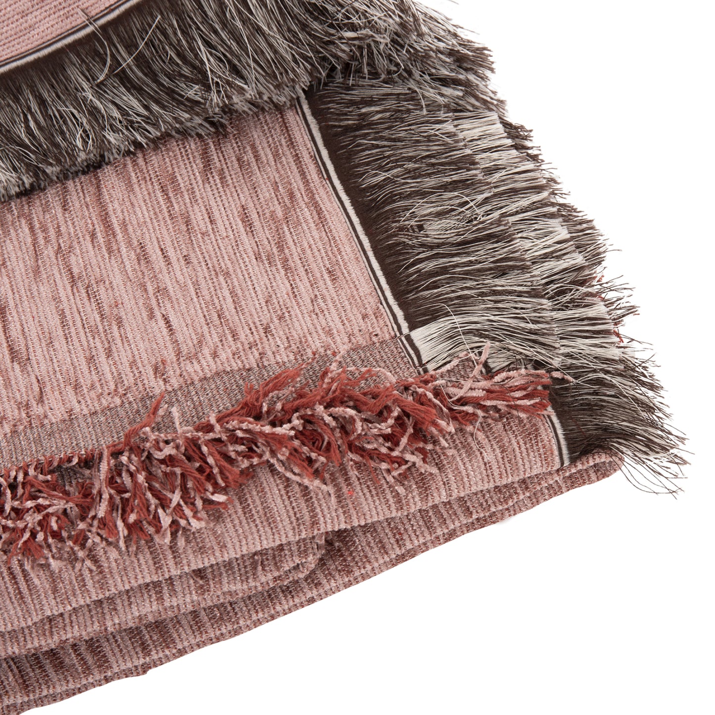 Sofa Cover-throw With Fringes Dreamtopia Hm12161.03 In Dusty Pink Color 245x170cm.