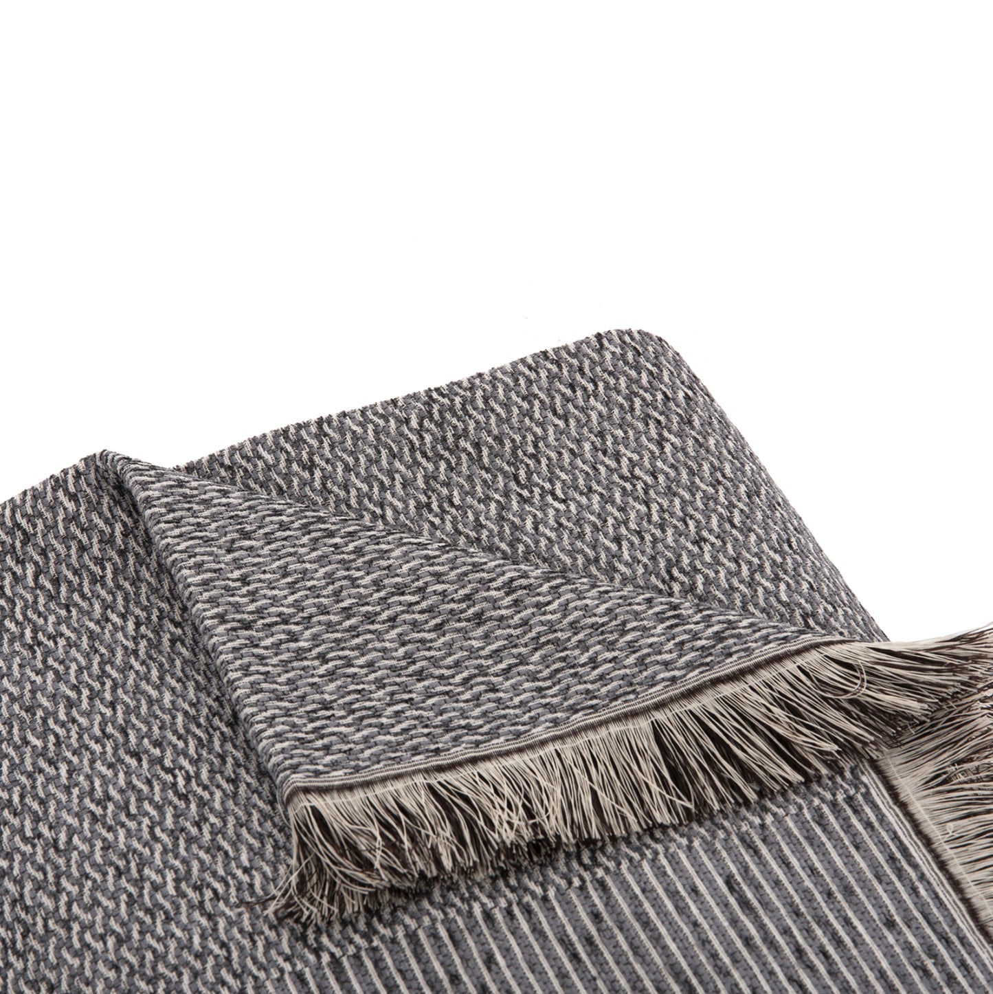 Sofa Cover-throw With Fringes Dreamtopia Hm12162.06 In Grey Color 245x170cm.