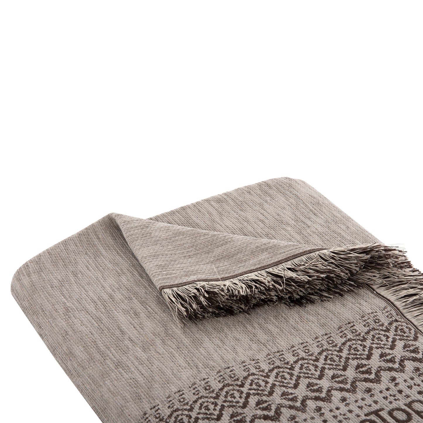 Sofa Cover-throw With Fringes Dreamtopia Hm12163.03 In Light Brown Color 245x170cm.