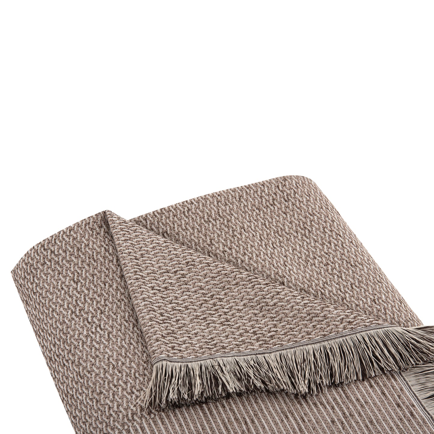 Sofa Cover-throw With Fringes Dreamtopia Hm12165.01 In Light Brown Color 295x170cm.