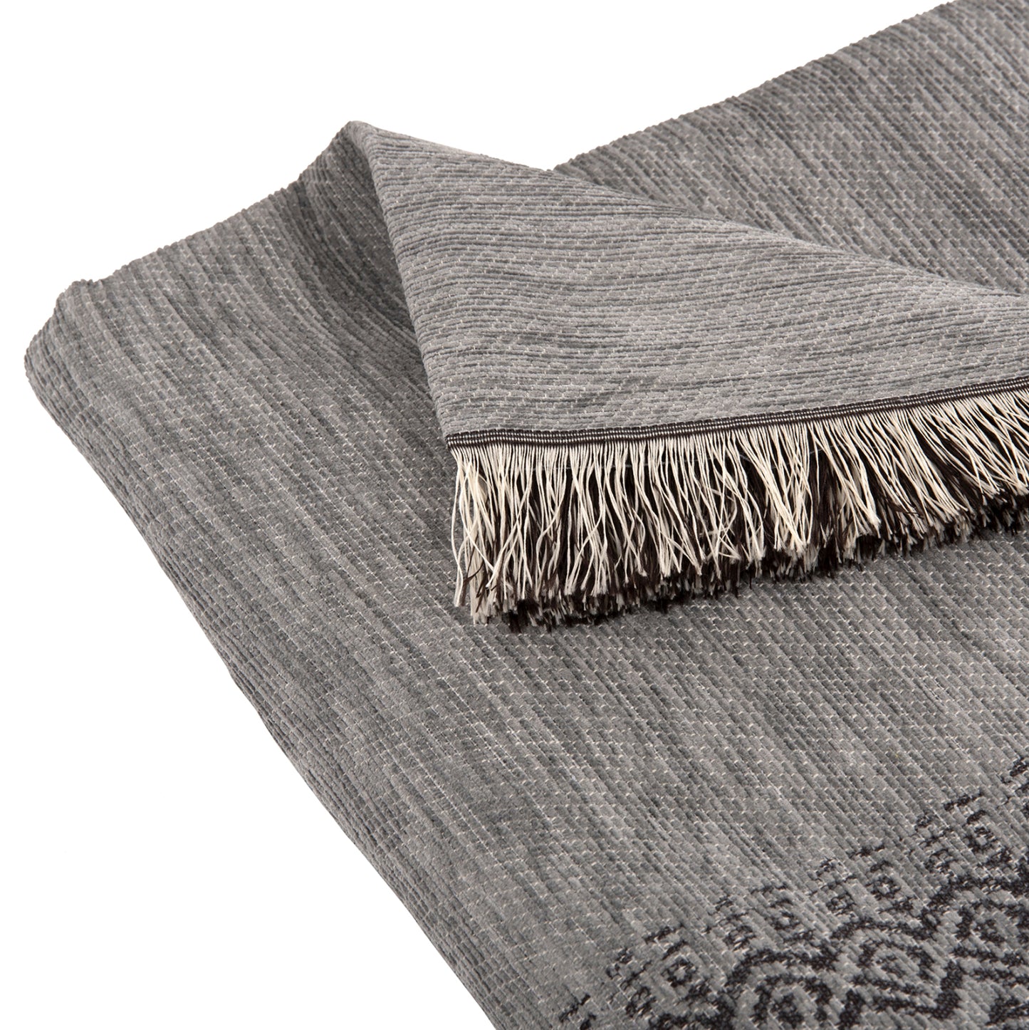 Sofa Cover-throw With Fringes Dreamtopia Hm12165.05 In Light Grey Color 295x170cm.
