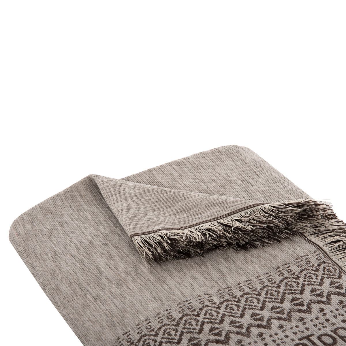 Sofa Cover-throw With Fringes Dreamtopia Hm12165.06 In Beige Color 295x170cm.