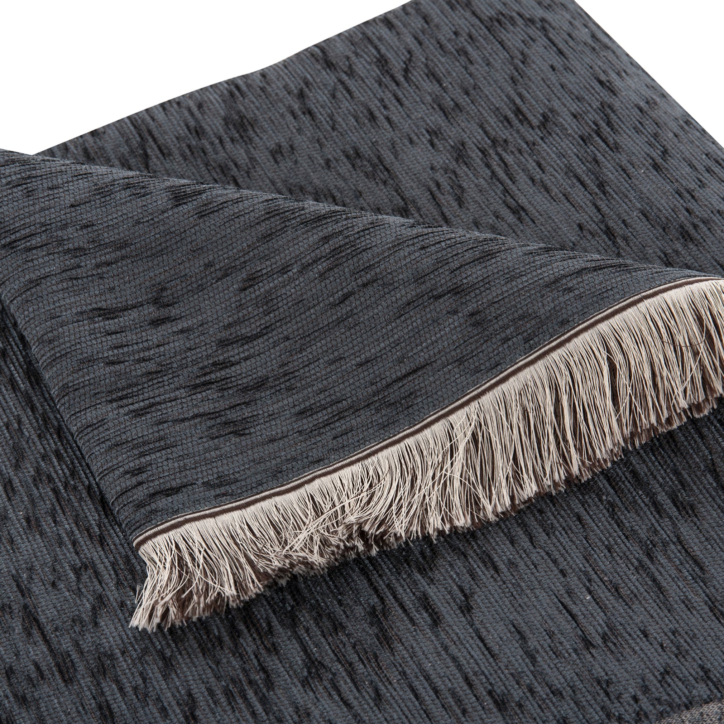 Sofa Cover-throw With Fringes Dreamtopia Hm12165.09 In Navy Blue Color 295x170cm.