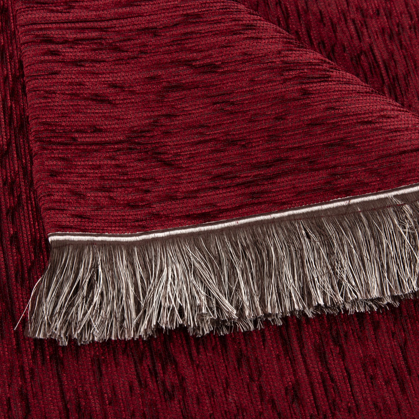 Sofa Cover-throw With Fringes Dreamtopia Hm12165.10 In Burgundy Red Color 295x170cm.