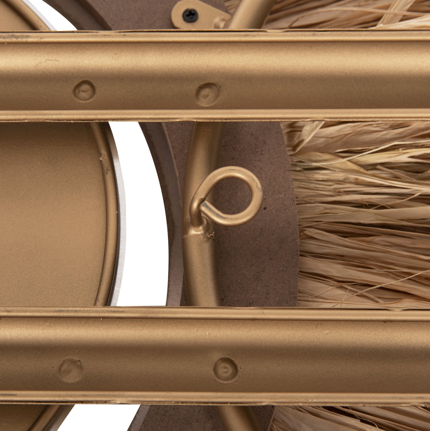 Wall Clock Hm4200 Metal & Raffia Fibers In Earth Tones 100x49hcm.