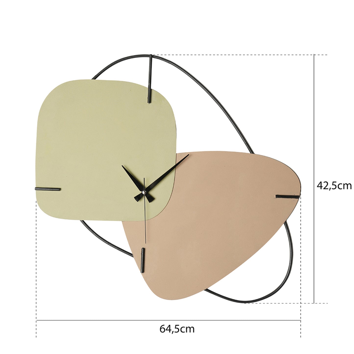 Wall Clock Hm4328 Metal In Light Green & Light Brown 64,5x42,5h Cm.