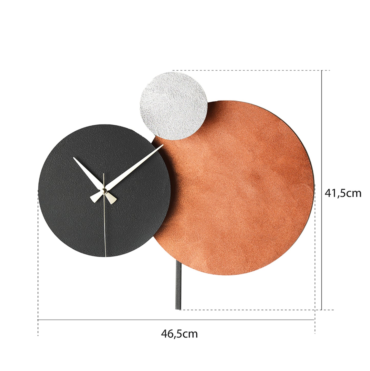 Wall Clock Hm4329 Metal In Copper-white-anthracite 46,5x41,5hcm.