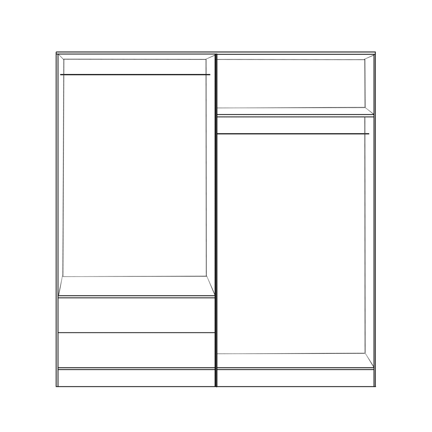 Set 2 Pieces Wardrobe 4 Leaf Zebrano 160x42x181 Hm11351.01