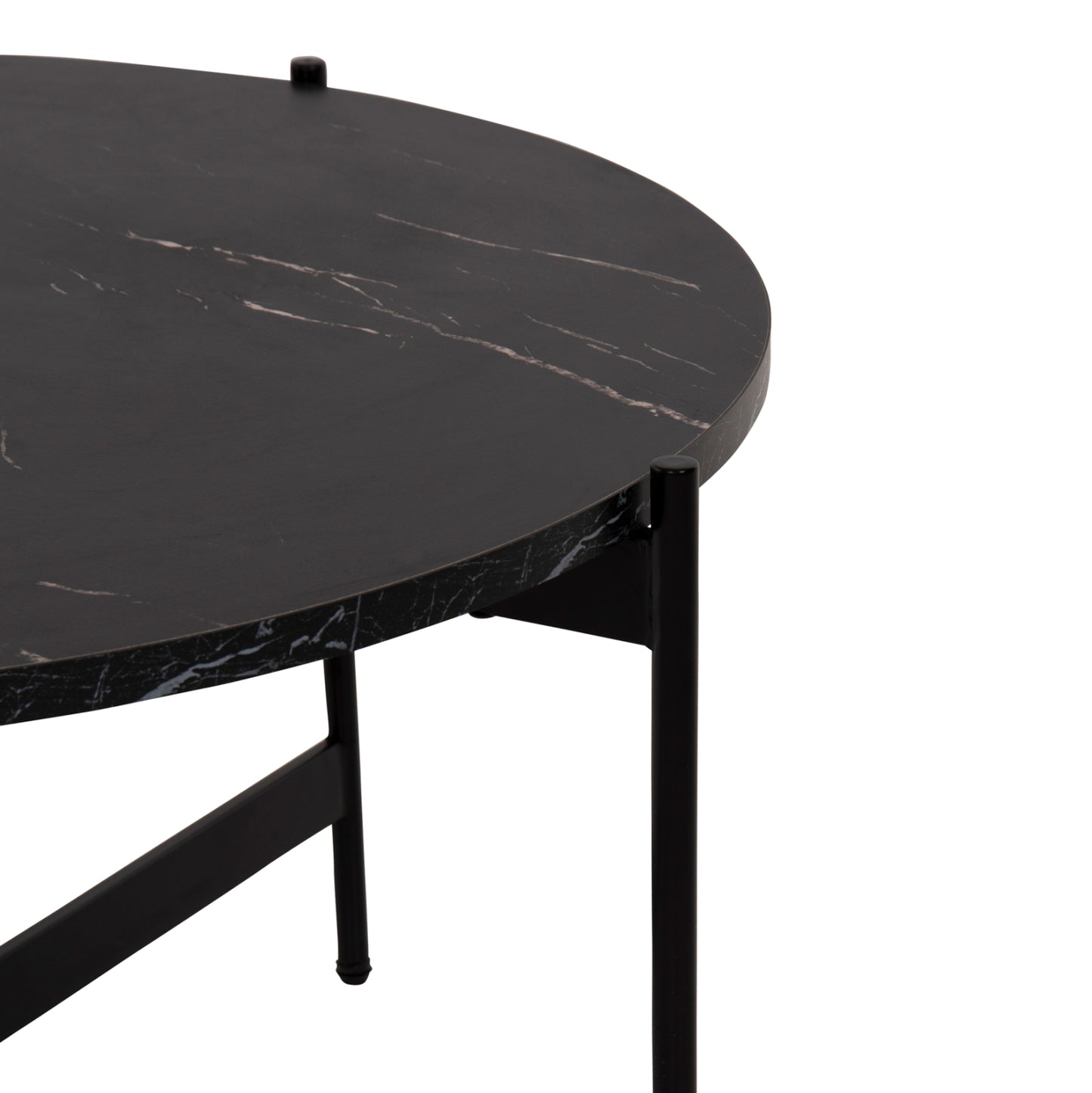 Coffee Tables 2pcs Set Ronda Hm21089 Mdf In Black Marble Color Φ80cm & Φ50cm