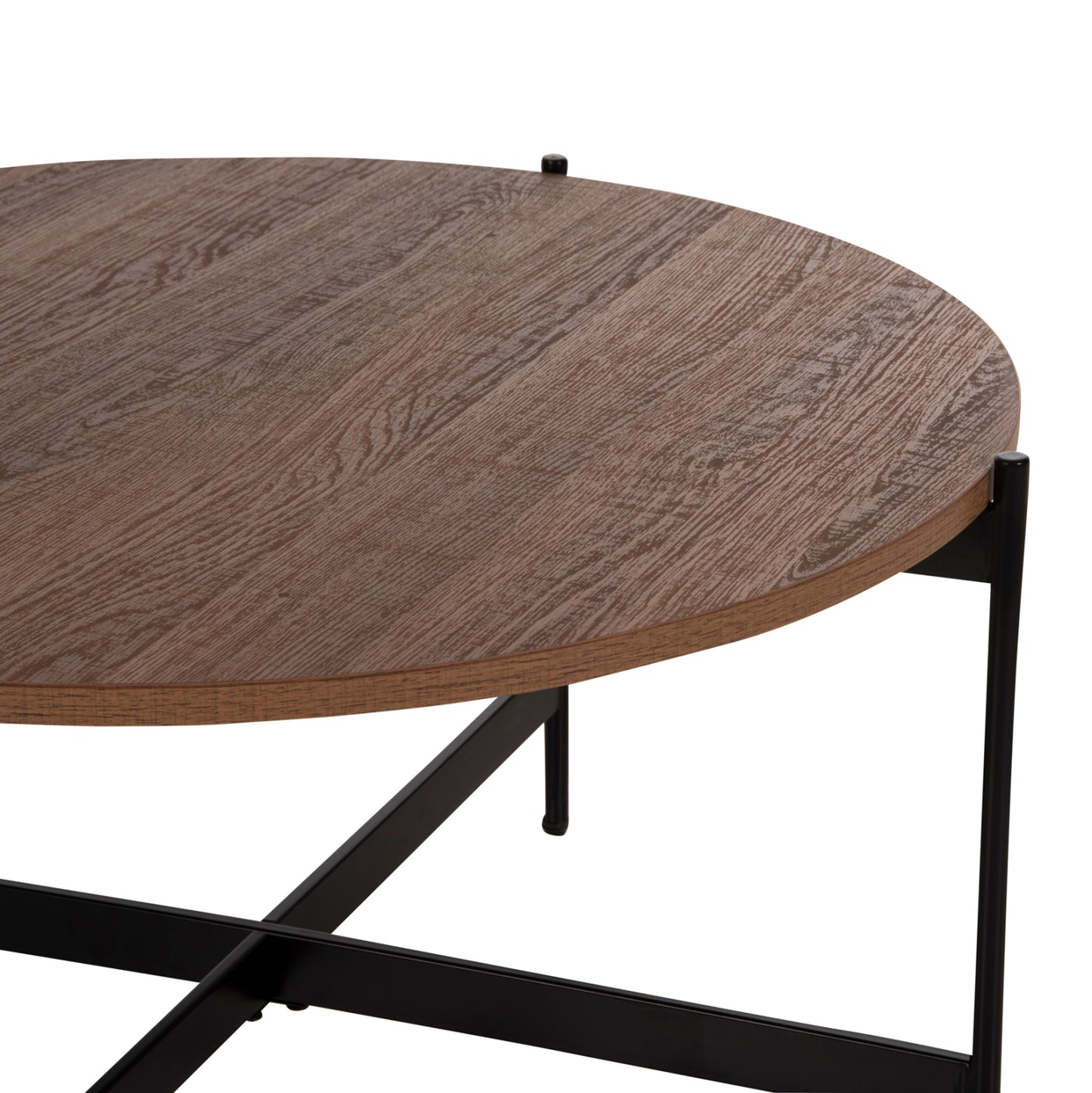 Coffee Tables 2pcs Set Ronda Hm21089.03 Mdf In Walnut Color Φ80cm & Φ50cm