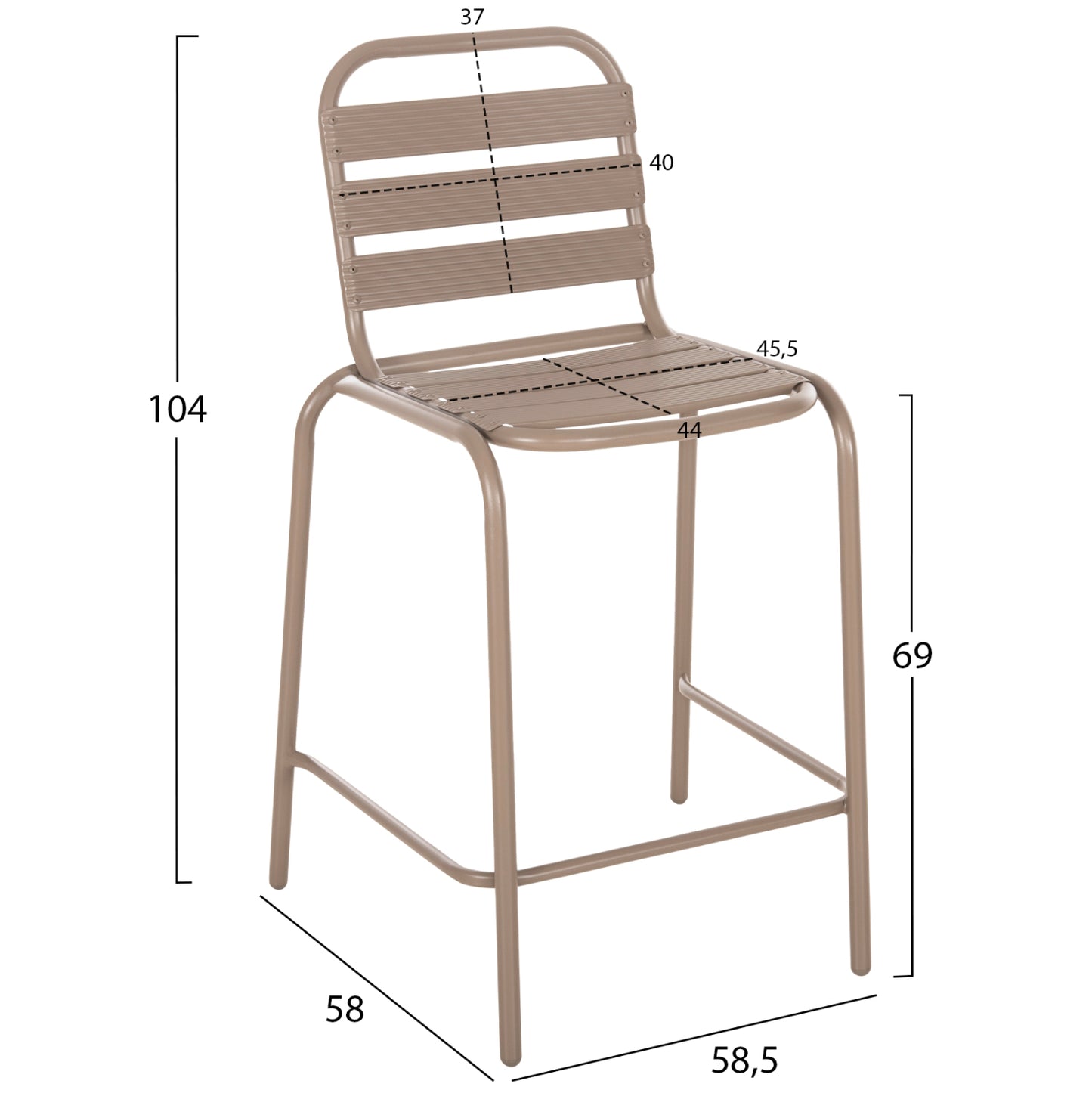 Outdoor Lounge Set 3pcs Laura Hm21054.04 Champagne-colored Metal & Aluminum