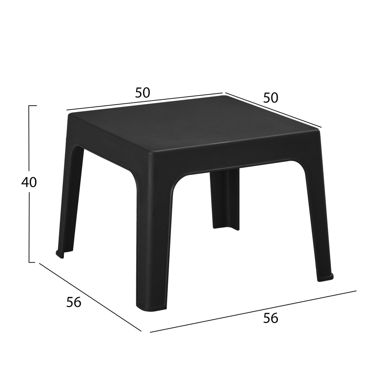 3pcs Set Polypropylene Sleek Hm21267.02 Coffee Table & 2 Armchairs - Black