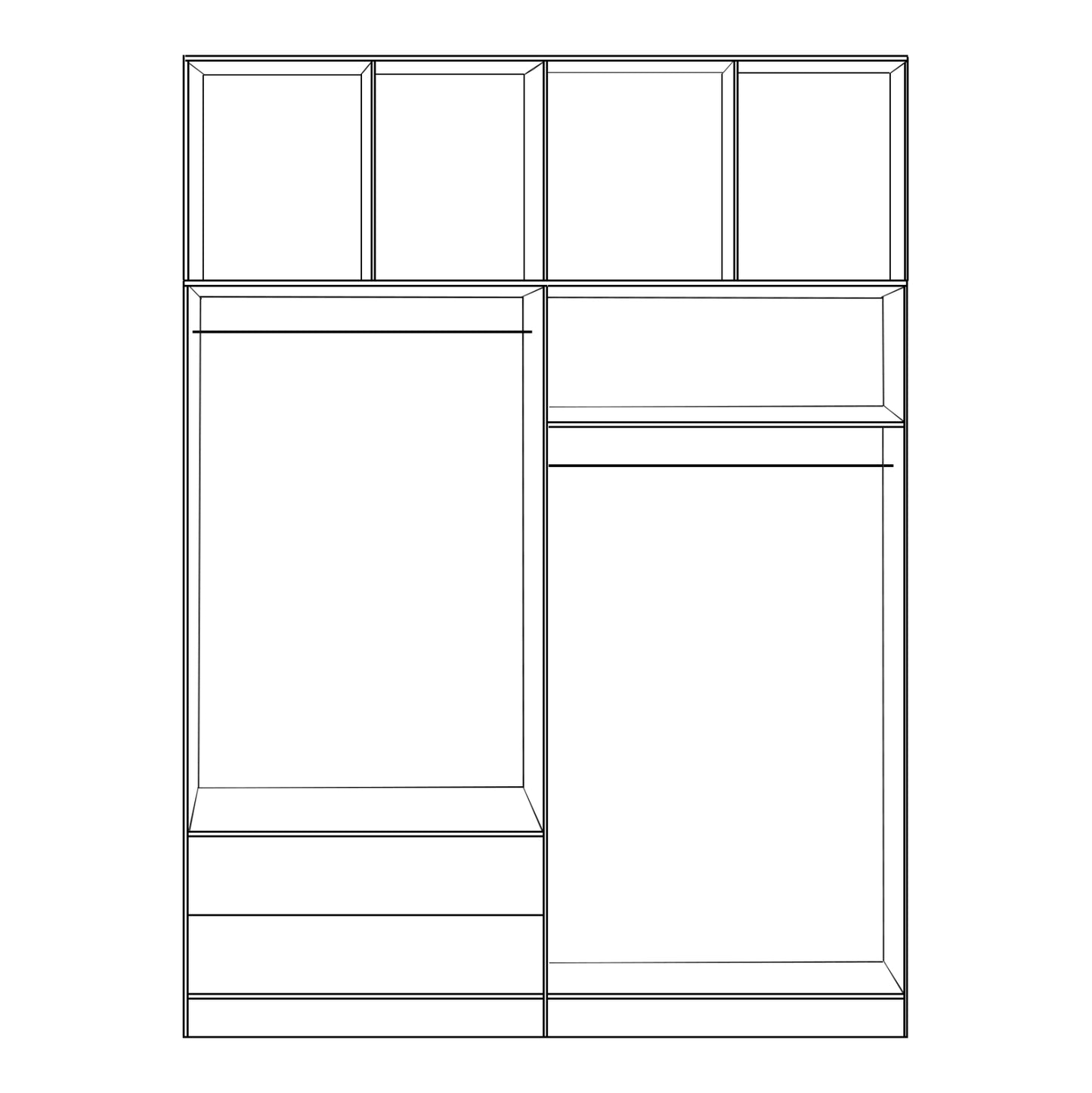 Set 4 Pieces Wardrobe Four Leaf With Loft Zebrano 160x42x241 Hm11355.01