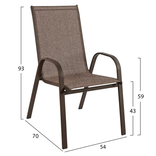 Outdoor Dining Set 5pcs Hm10565.02 With Metal Table 120x70x71h & Metal Chairs In Brown