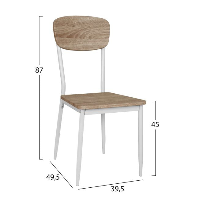 Set 5 Pieces Table Sonama With White Legs & Chairs Sonama With White Legs Hm11011 110x70x76 Cm