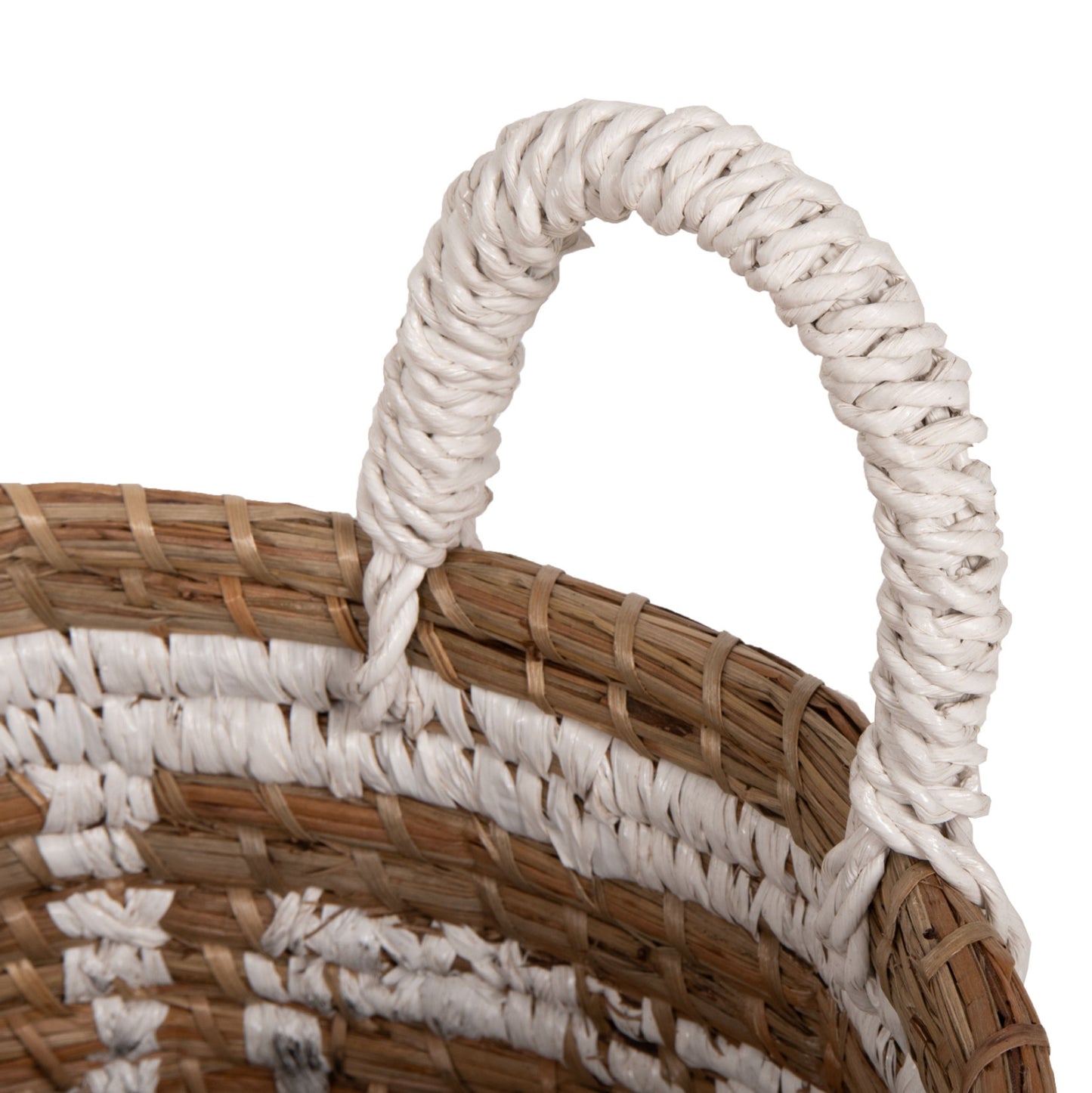 2-piece Set Of Decorative Baskets Hm7846.01 Mendong Grass In Natural-white Color Φ36x32-40hcm.