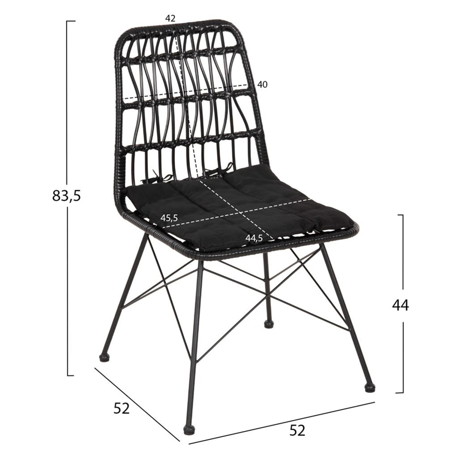 Outdoor Dining Set 5pcs Ofer Hm21029 Dark Gray Metal-black Wicker & Metal