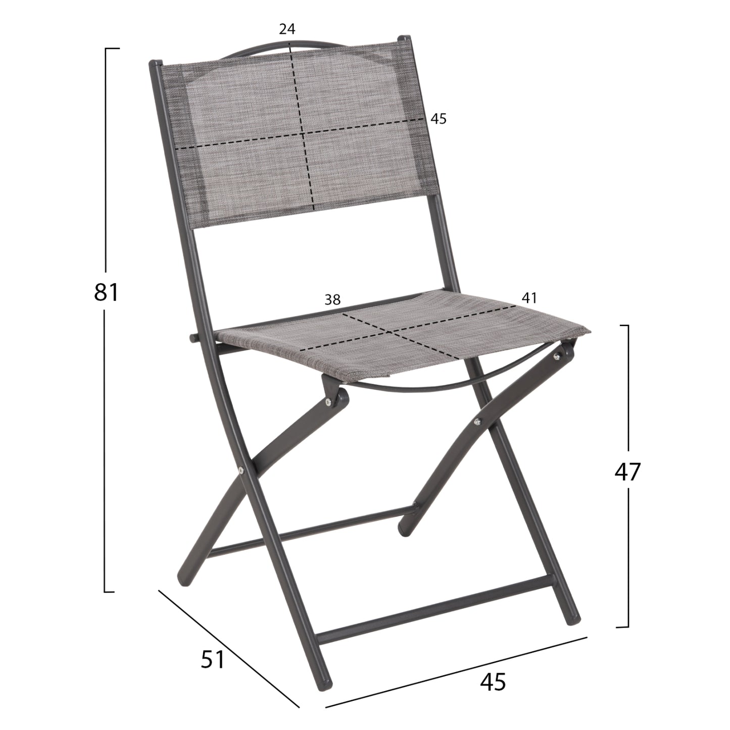 Outdoor Dining Set 5pcs Mag Hm21033.01 Metal Table ΑΔΑΜ & 4 Foldable Chairs-dark Grey