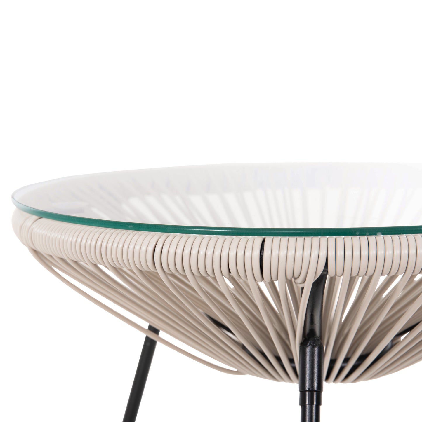Outdoor Lounge Set 3pcs Acapulco Hm11861.03 P.e.rattan Ecru-metal In Black
