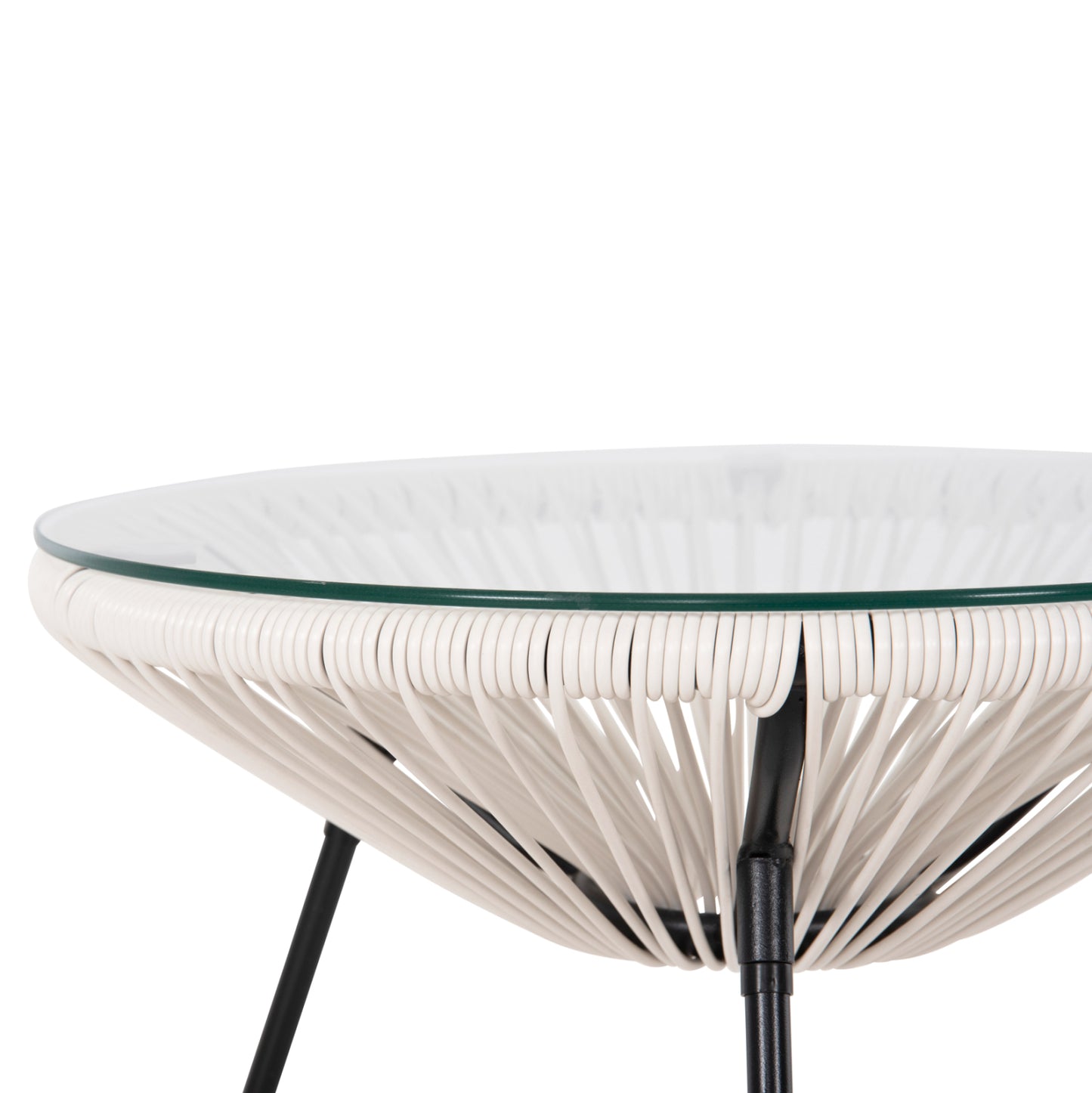 Outdoor Lounge Set 3pcs Acapulco Hm11861.12 P.e.rattan White-metal In Black