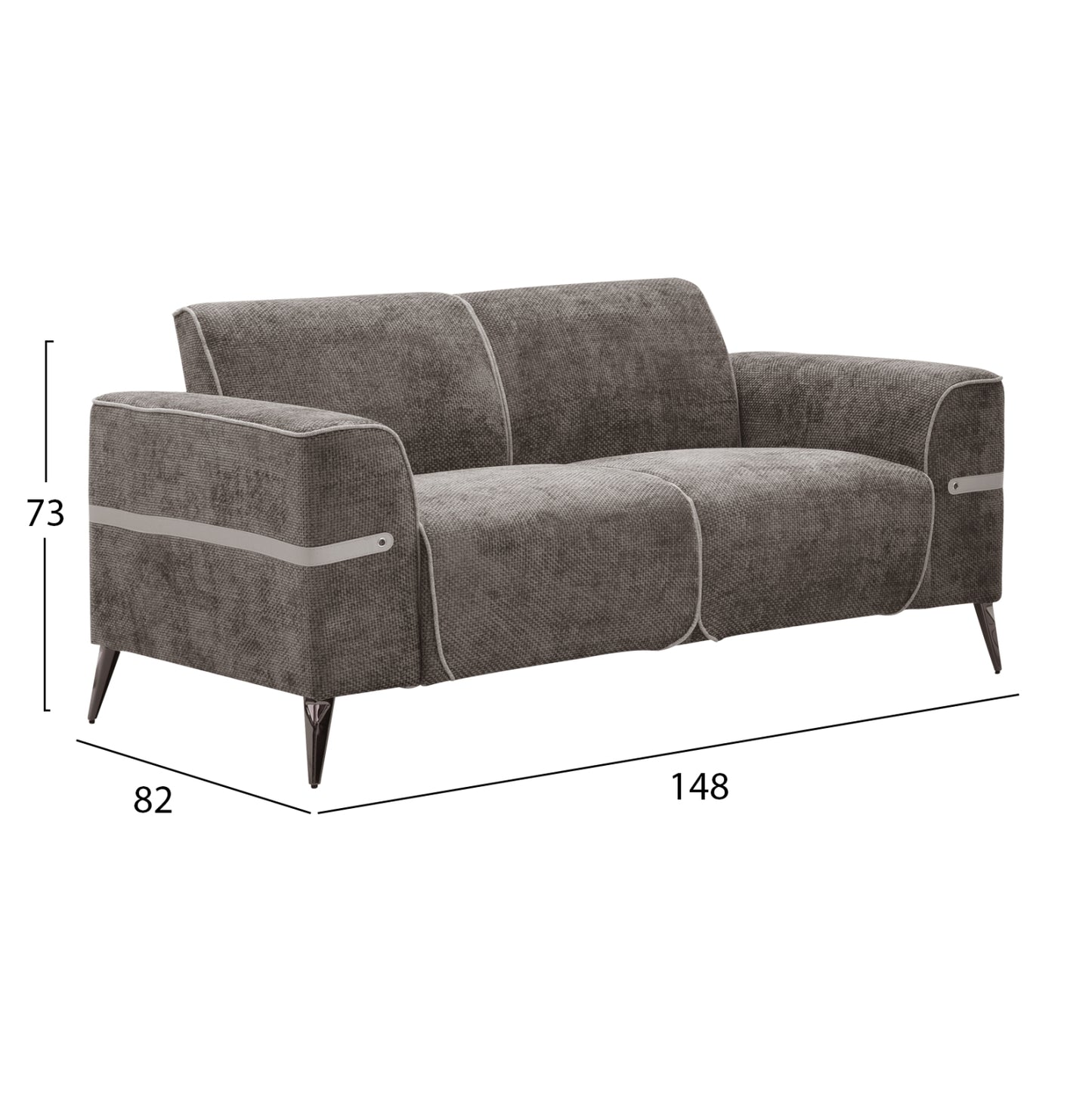 Sofa Set 2pcs Ferin Hm6070.02 Grey Fabric-dark Brown Metal Legs