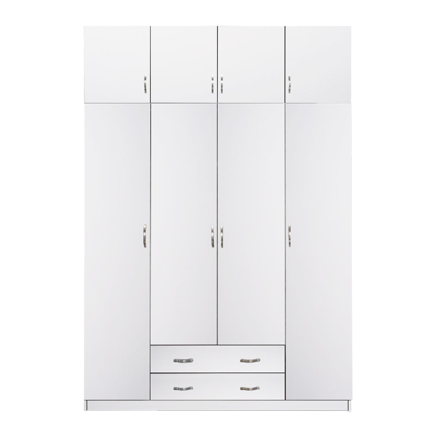 Wardrobe Azalea With Extra Upper Cabinet 4-leaf Hm11224.05 Melamine In White 200x55.5x240hcm.