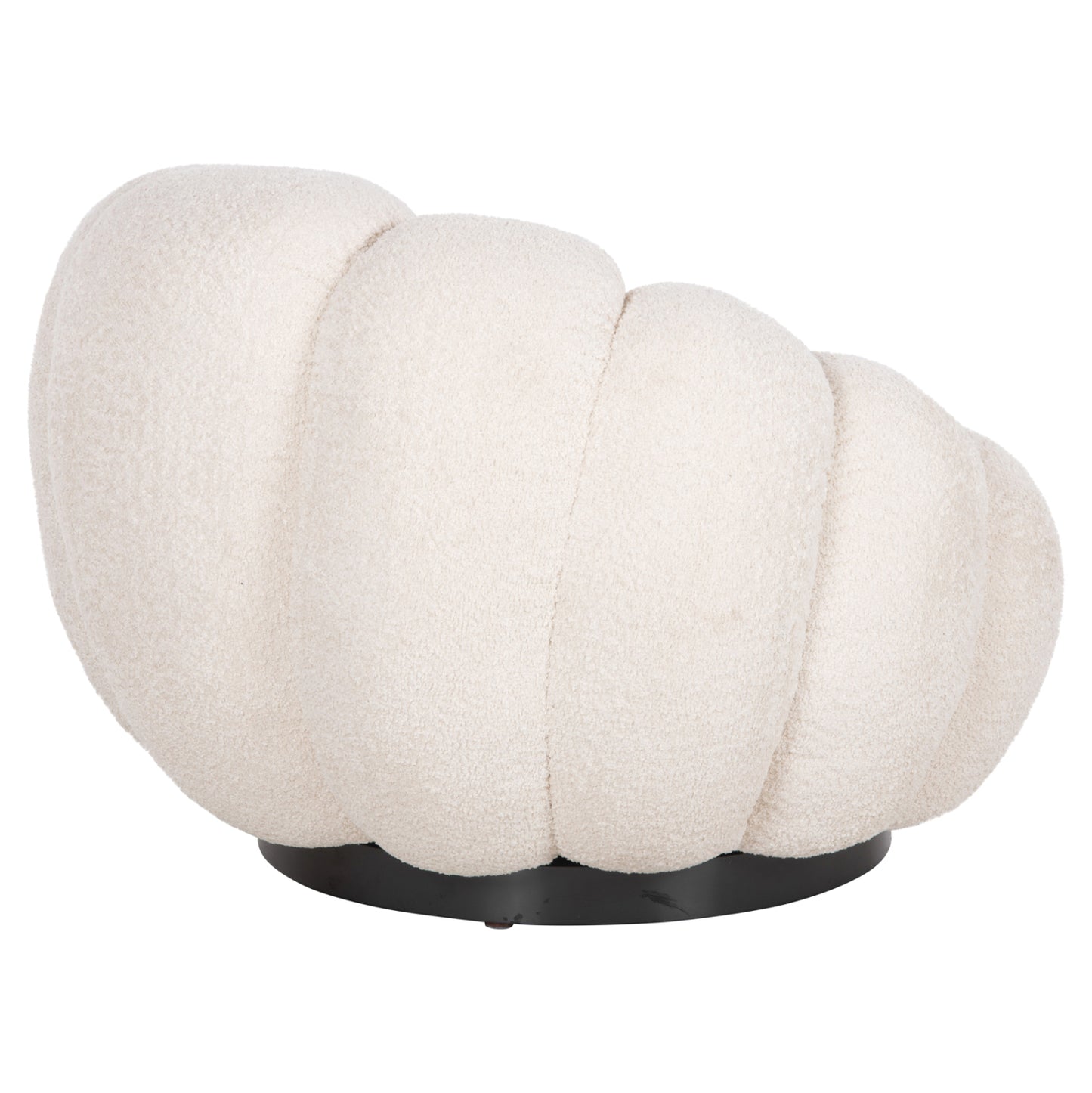 Set Swivelling Armchair With Round Stool Grymm Hm10928.06 Ecru Boucle Fabric