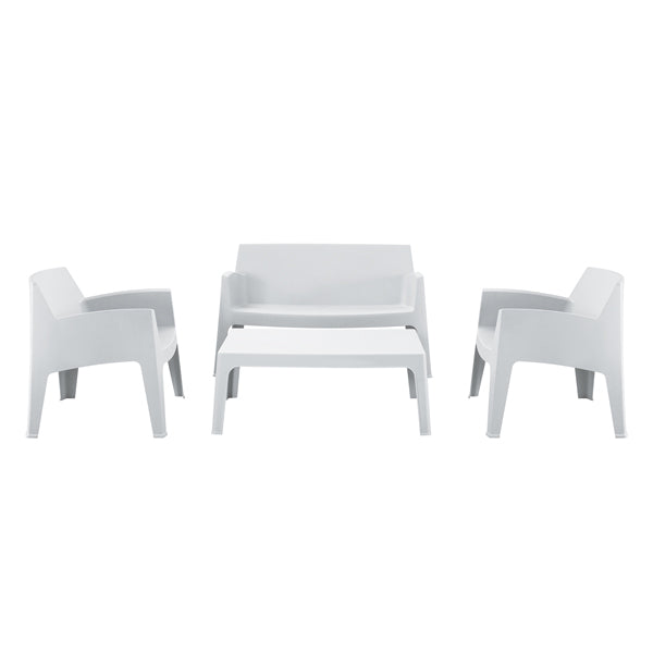 Lounge Set 4pcs Sleek Hm21268.01 White Polypropylene