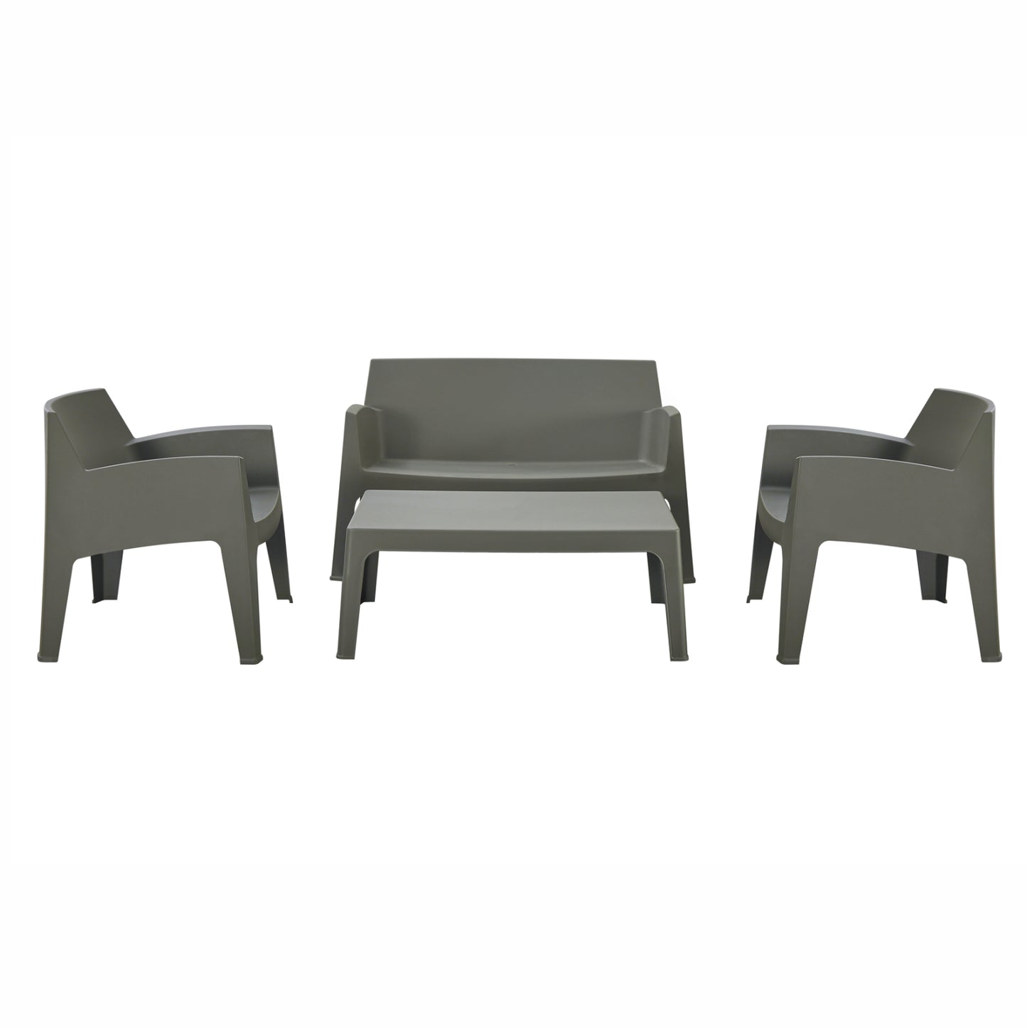 Lounge Set 4pcs Sleek Hm21268.05 Dark Olive Green Polypropylene