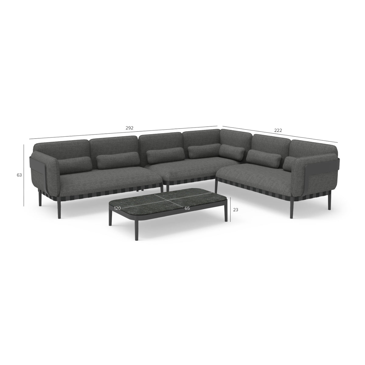Outdoor Lounge Set 4pcs Pegasus Hm6199.01 Dark Grey Aluminum-p.e.rope-olefin Fabric