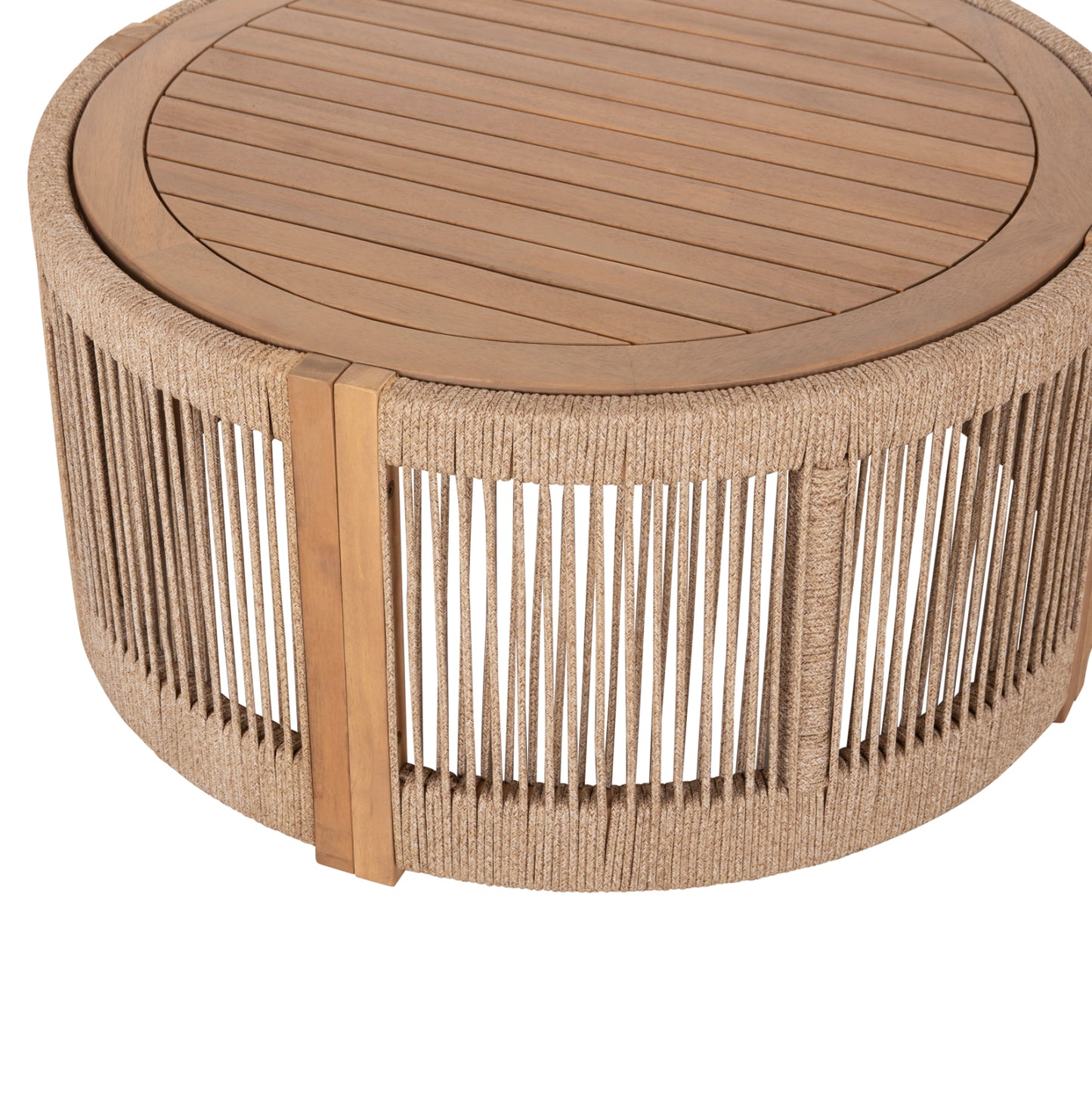 Outdoor Lounge Set 4pcs Solace Hm6261 Acacia Wood--rope--ecru Fabric