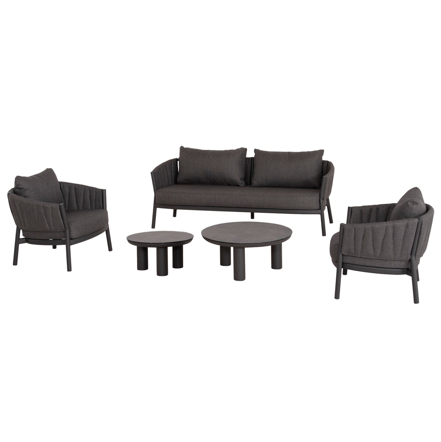 Outdoor Lounge Set 5pcs Shanks Hm6206.01 Dark Grey Aluminum-olefin Fabric-3d Print Glass