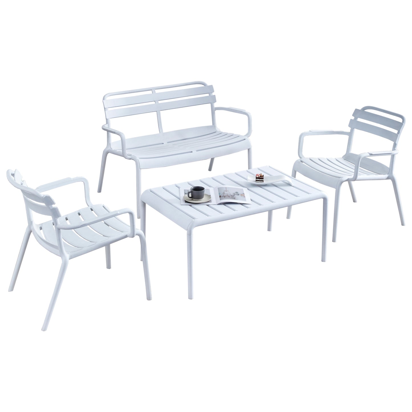 Outdoor Lounge Set 4pcs Korver Hm21096.01 Polypropylene In White