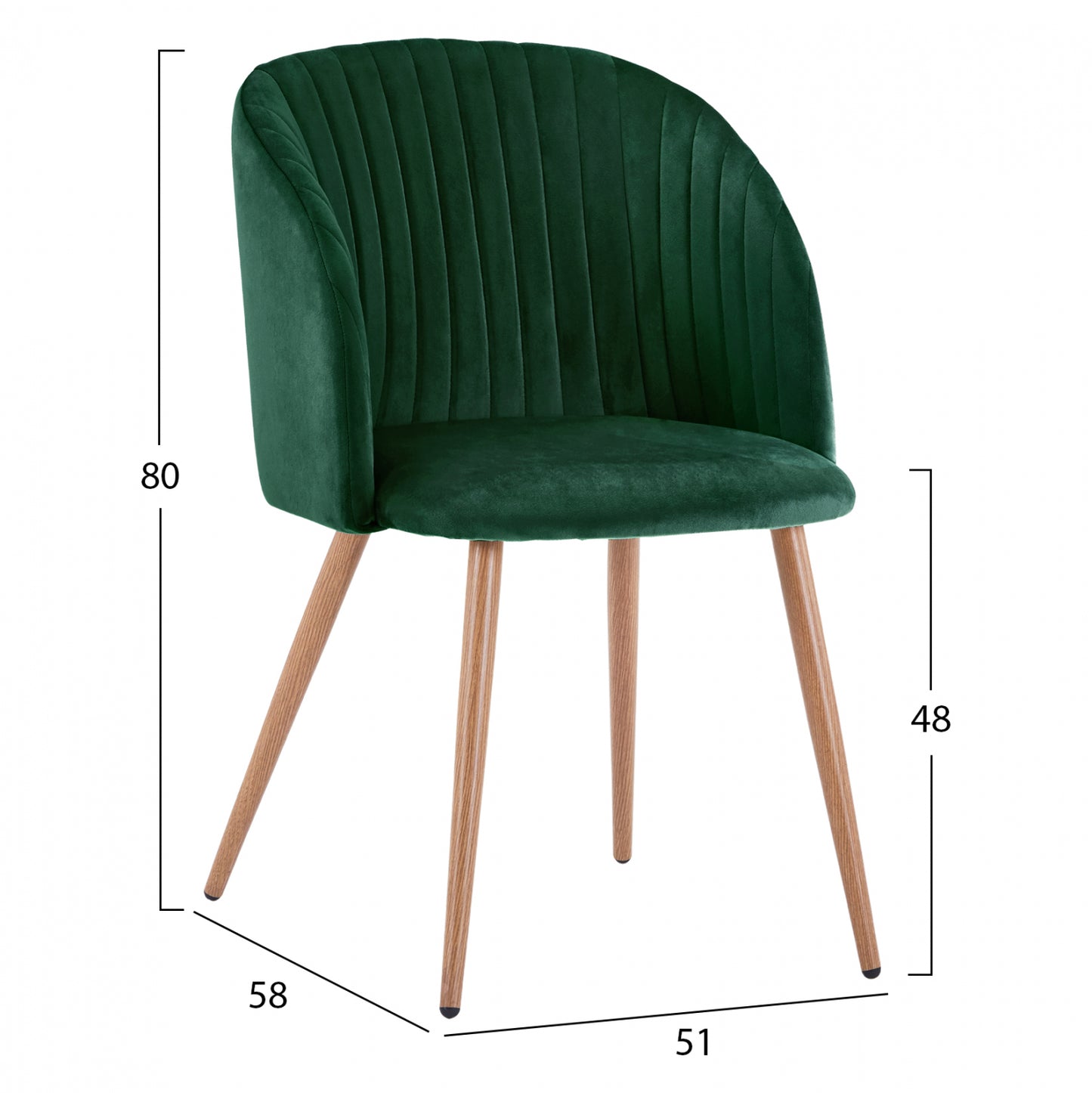 Set Dining Table 5 Pieces With Table Morgan 140x80x75 & Armchair Leah Cypress Green Hm11411