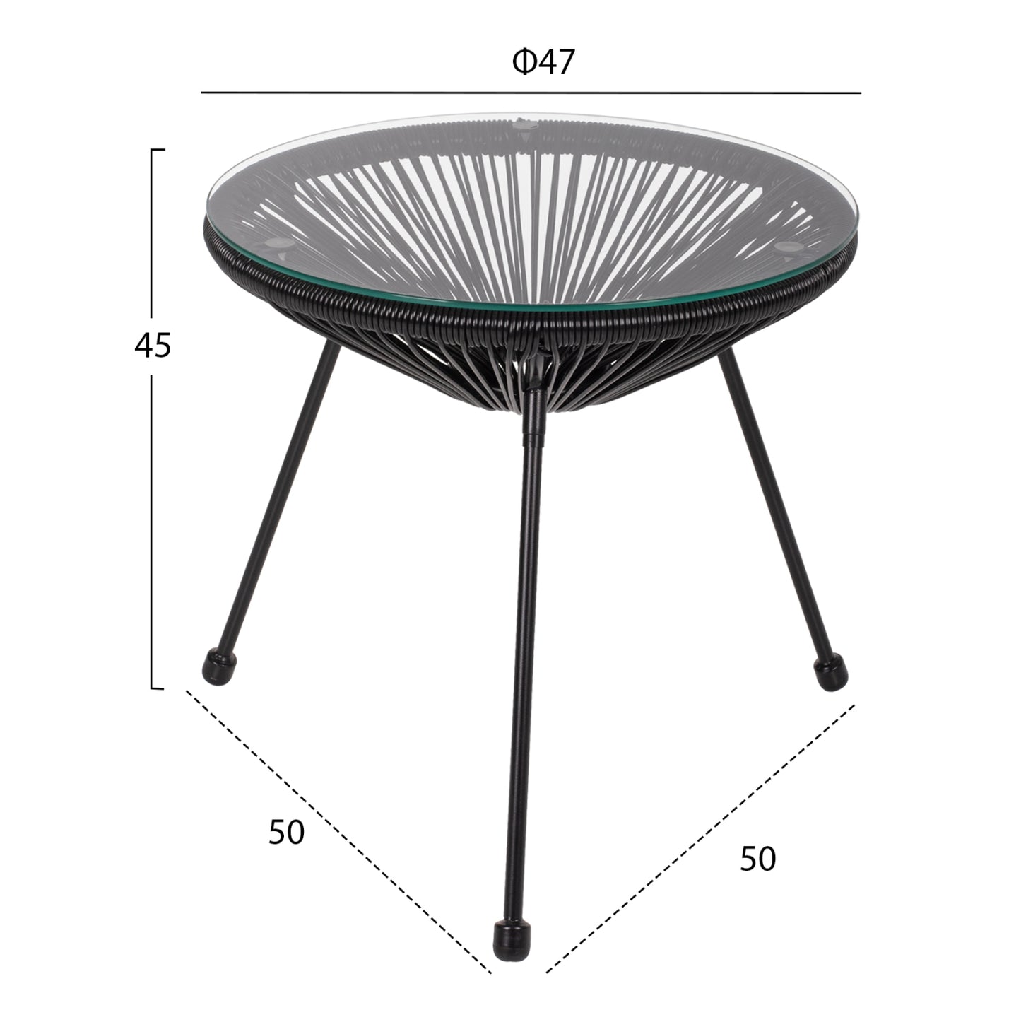 Outdoor Lounge Set Hm11871 3pcs Metal & Rattan In Black Color