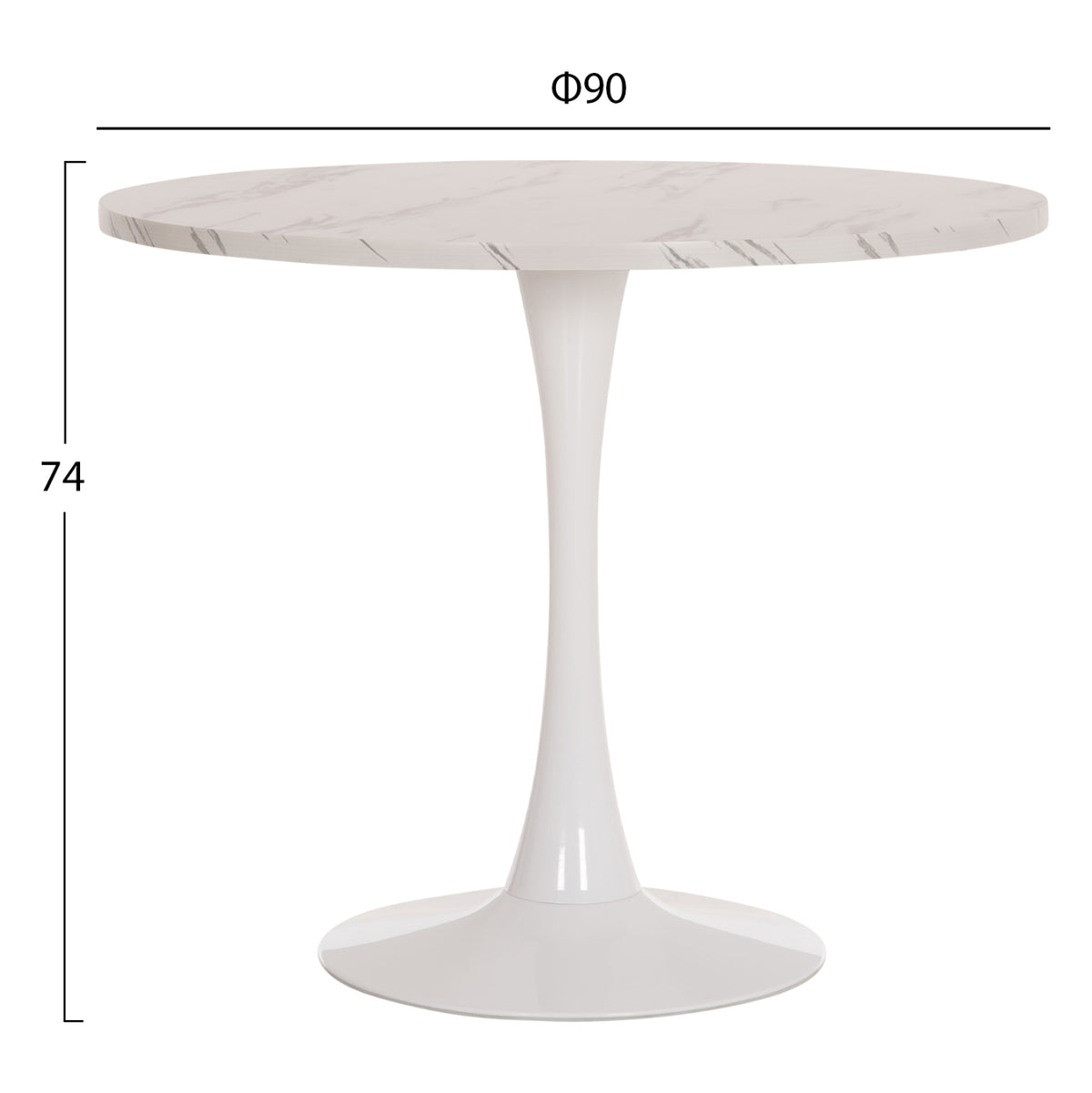 Dining Set 3pcs Rollo Hm21388 Round Table--2 Dining Chairs In White