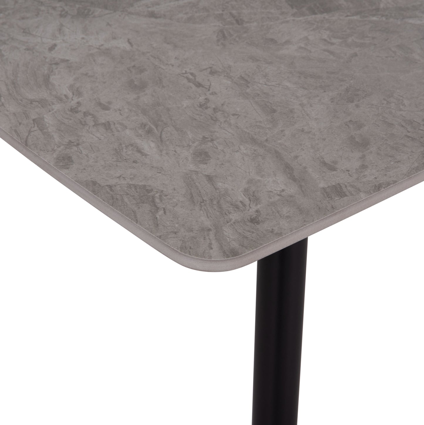 Dining Set 5pcs Raven Hm10743 Ceramic Top Grey Marble--grey Fabric