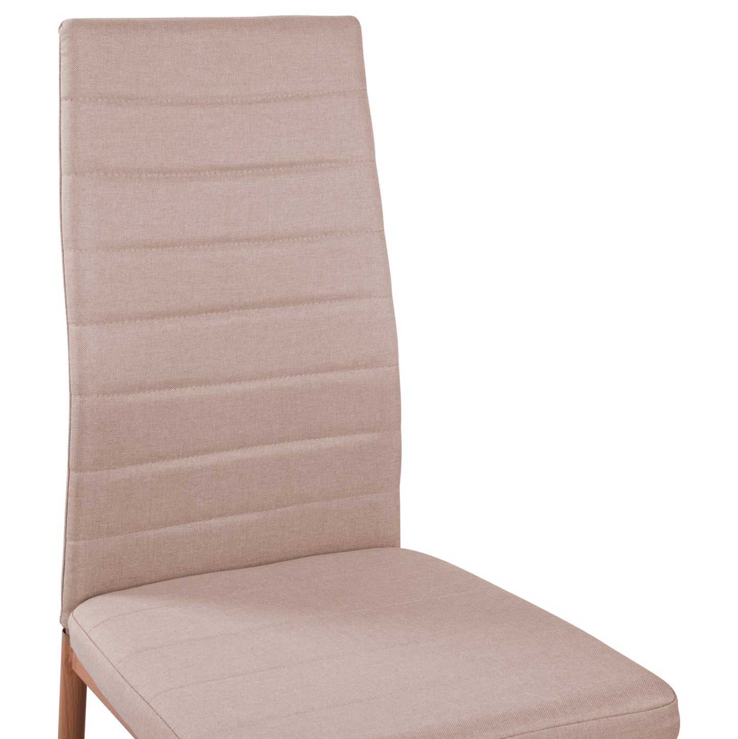 Dining Set 5pcs Minimal Hm11767 White Mdf Top-beige Fabric Chairs