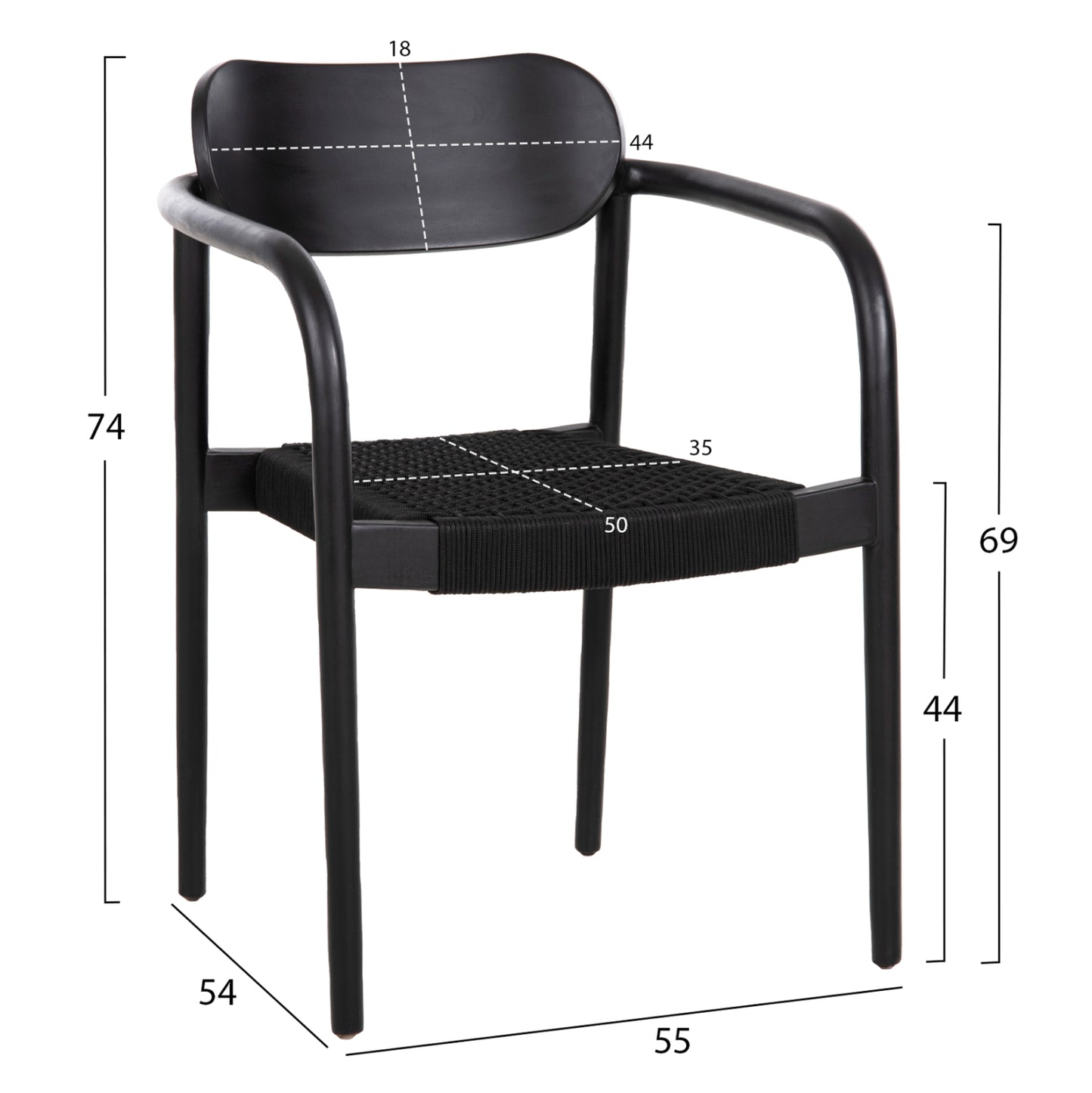 Dining Set 5pcs Oslo Hm21075.01 Round Table Φ120cm. & 4 Dining Chairs-black