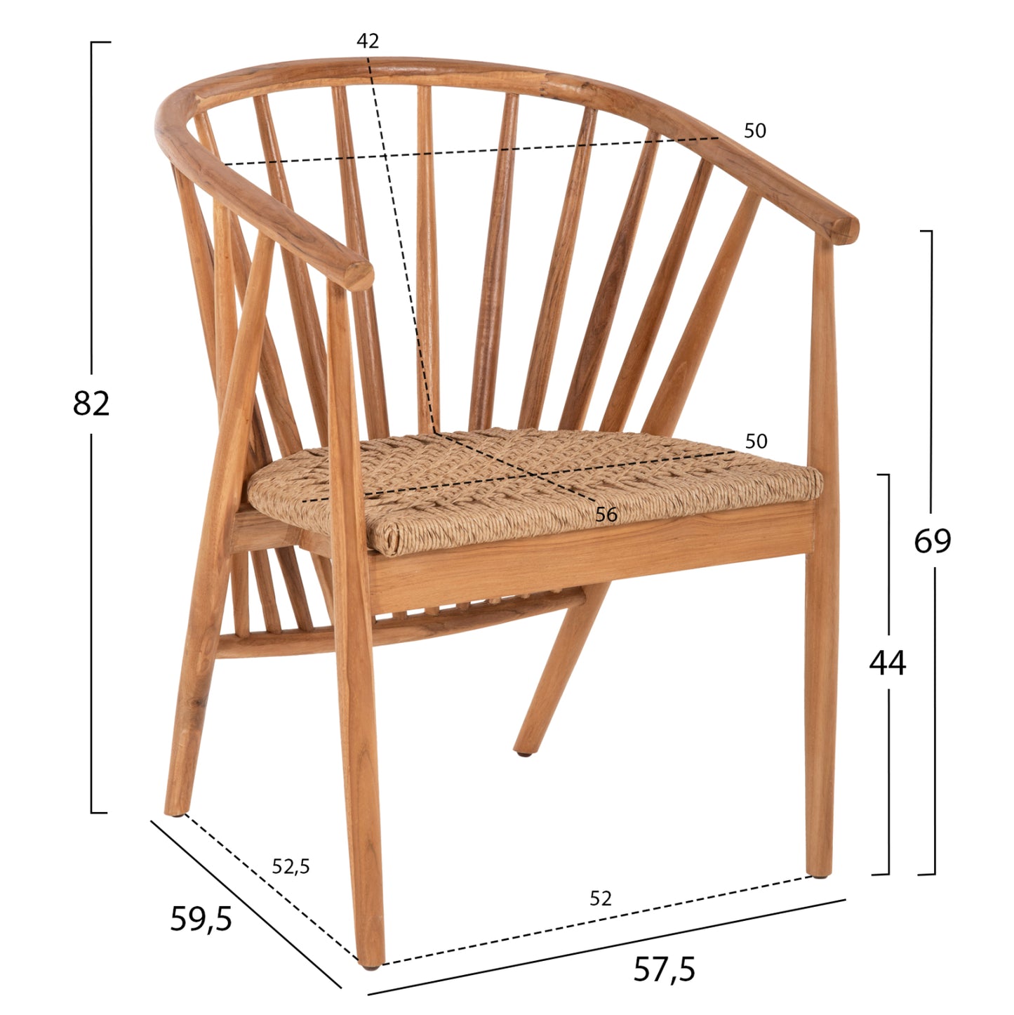 Dining Set 5pcs Permaine Hm21076.01 Round Table Φ150cm. & 4 Dining Chairs
