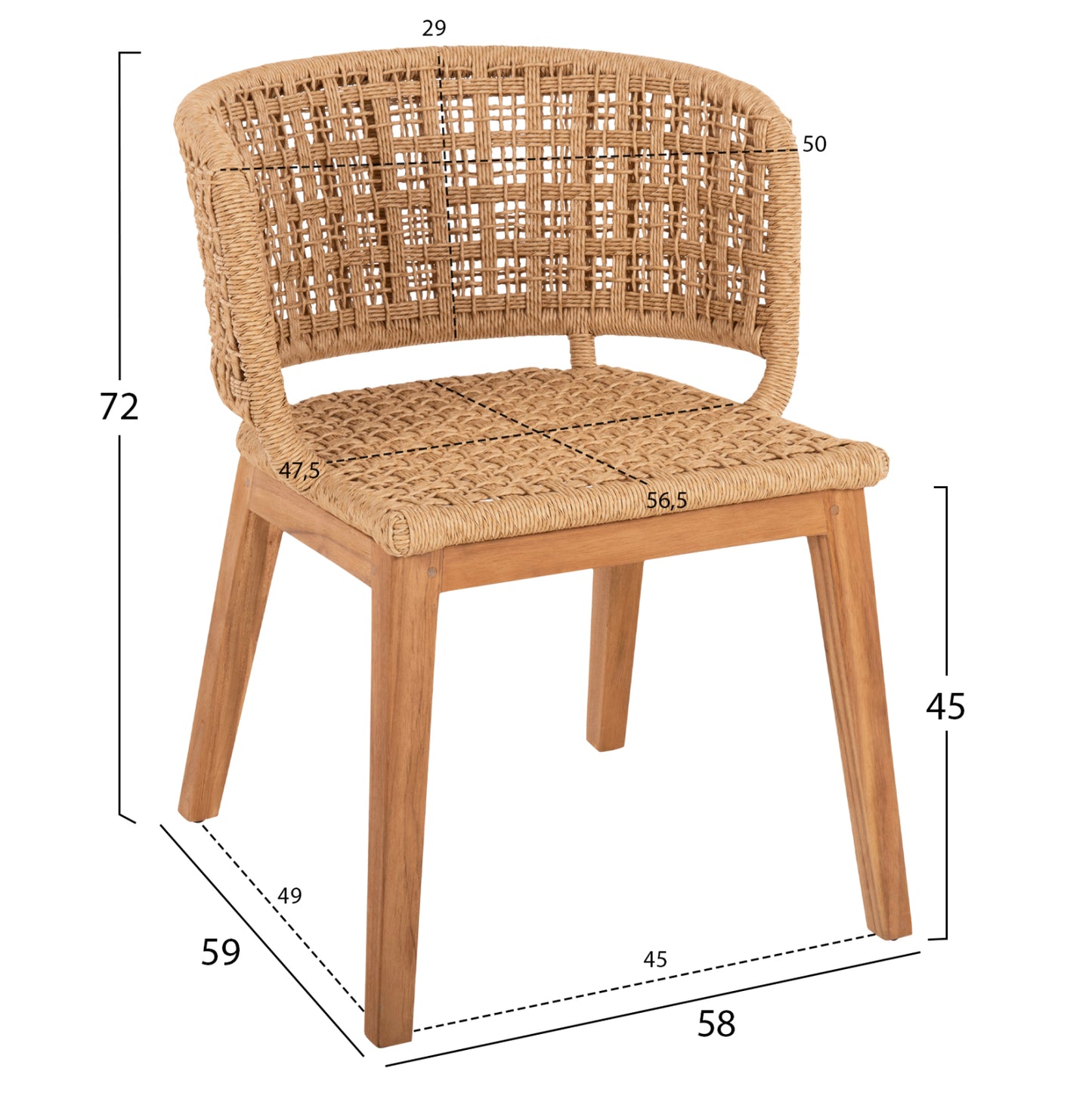 Dining Set 5pcs Farley Hm21076.02 Round Table Φ150cm. & 4 Dining Chairs