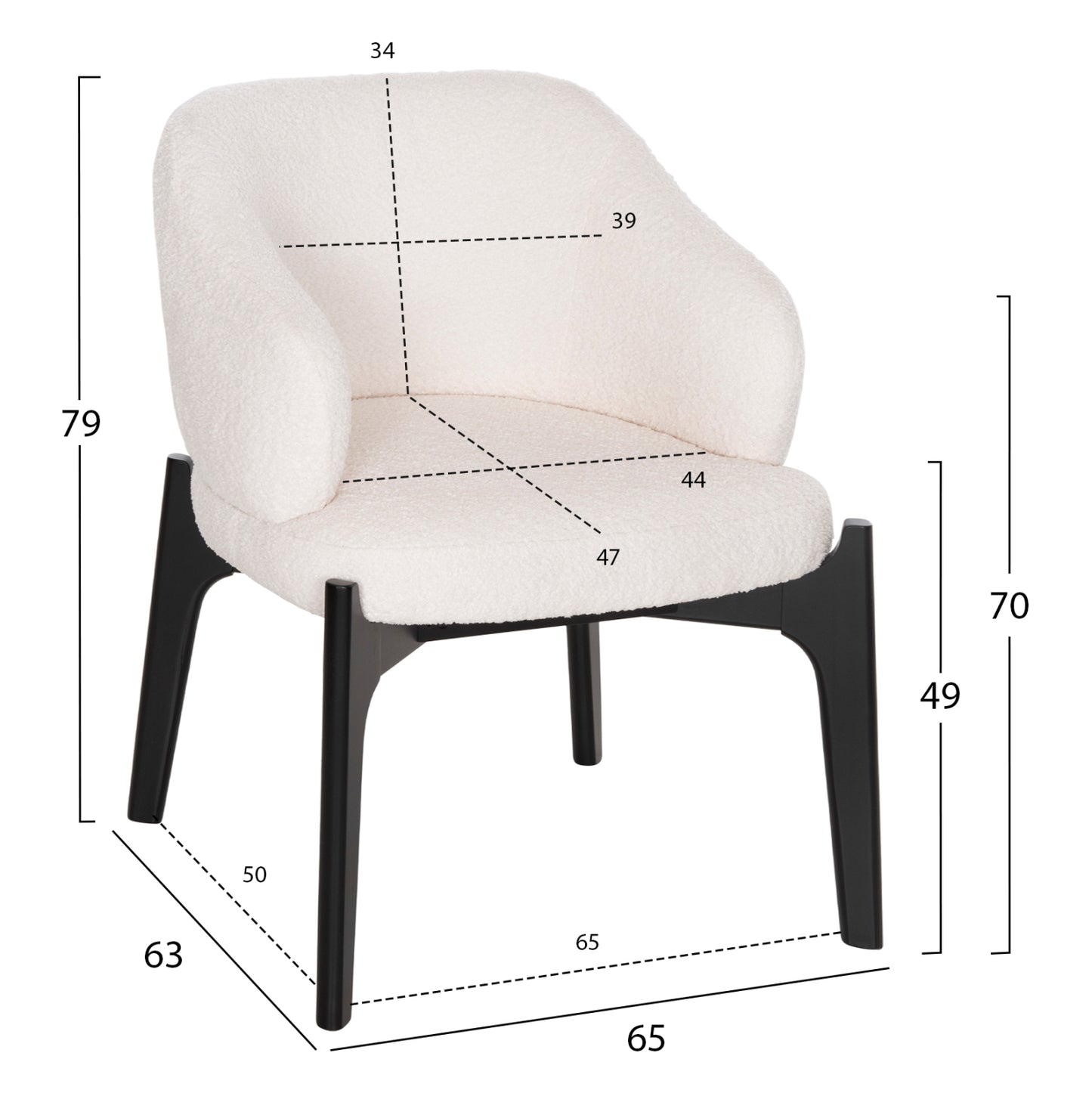 Dining Set 5pcs Abai Hm21077.01 Round Table Φ150cm. & 4 Dining Chairs-black