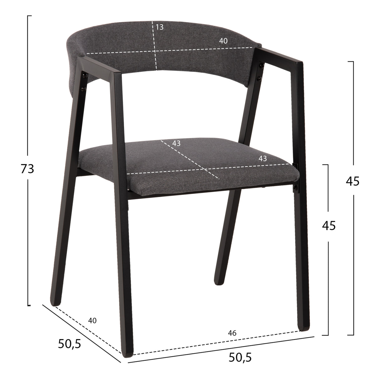 Dining Set Jay 5pcs Hm9529.01 Walnut Colored Table-grey Fabric Chairs 120x70x76hcm.