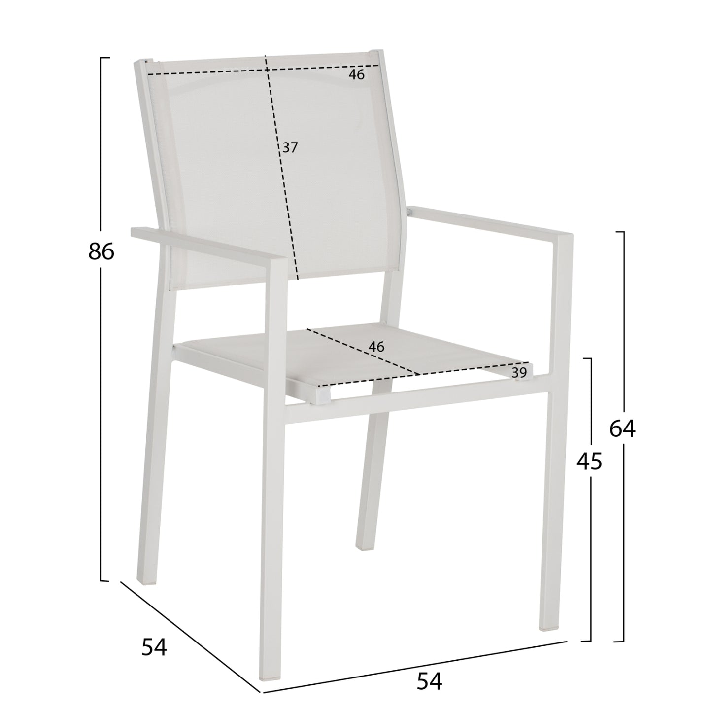 Outdoor Dining Set Hm11836 5pcs Aluminum Polywood Table & Metal Armchairs Textline White