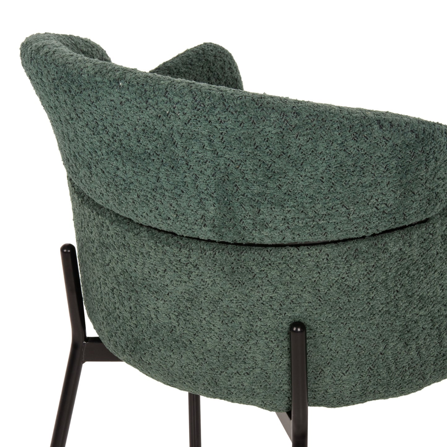 Indoor Dining Set 5pcs Zod Hm21045 Round Table With Ceramic Top-4 Armchairs In Petrol Green