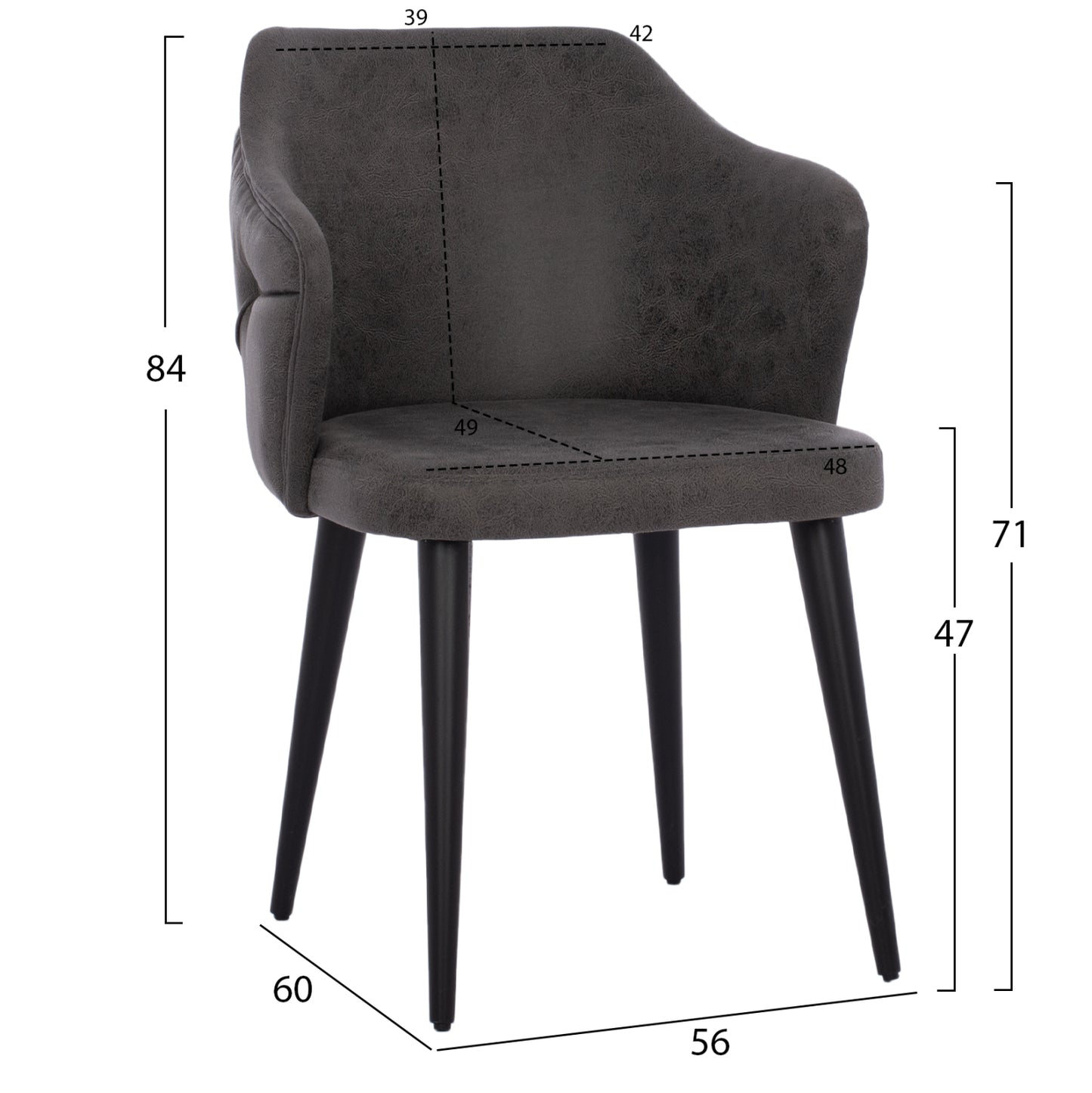 Dining Set 7pcs-armchairs T.nubuck & Table With Walnut Wood Veneer Hm10635